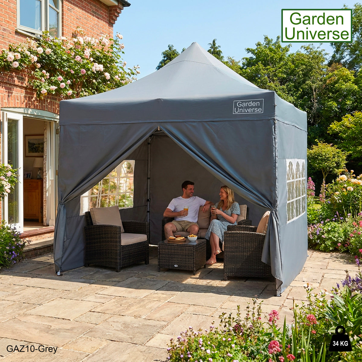Gazebo 3m x 3m Commercial Grade Pop Up in Grey with Heavy Duty Frame And Cover GAZ10-Grey