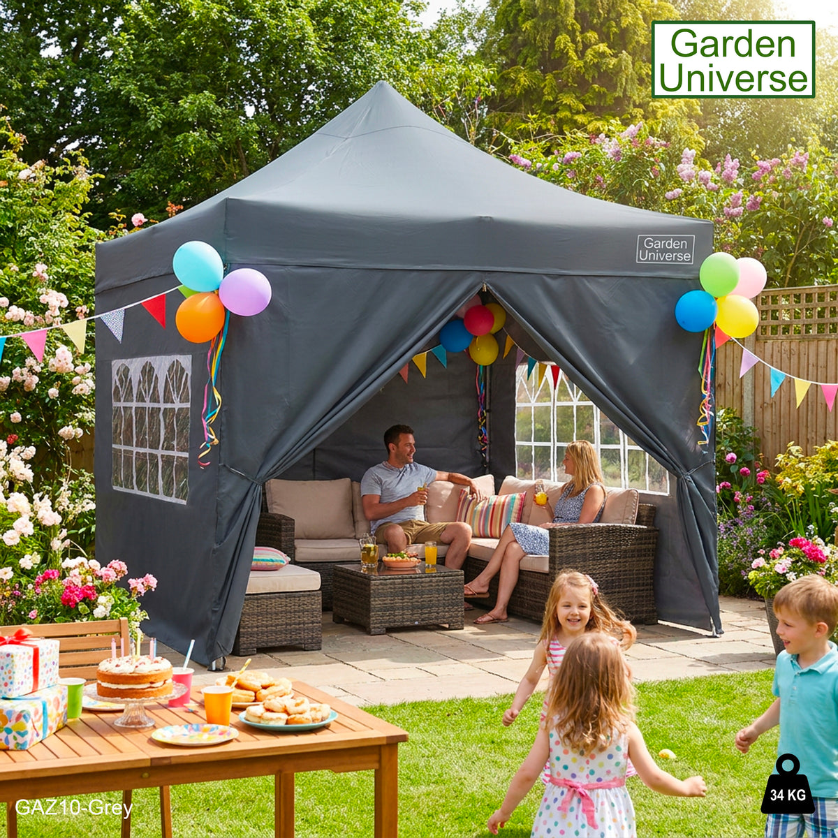 Gazebo 3m x 3m Commercial Grade Pop Up in Grey with Heavy Duty Frame And Cover GAZ10-Grey