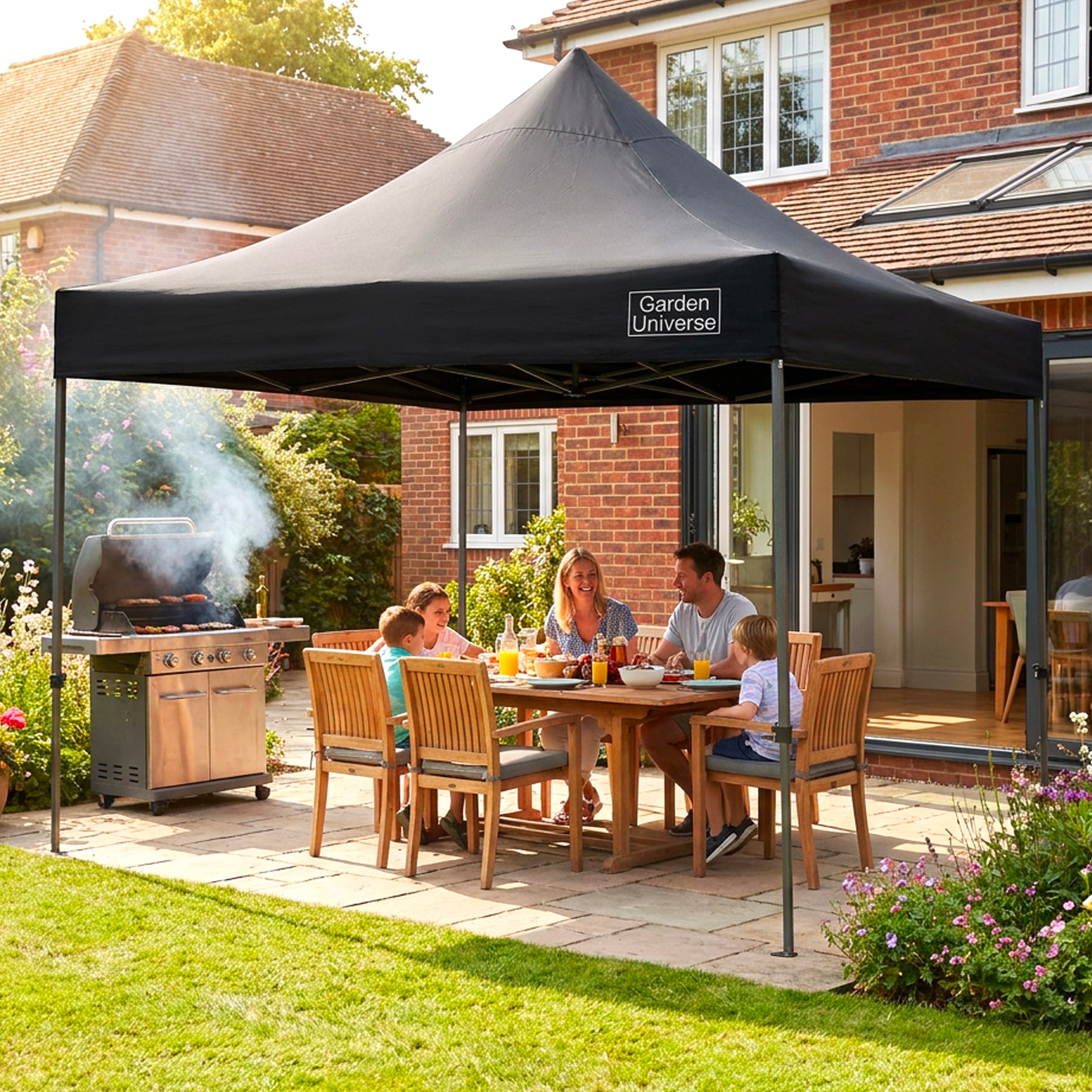 Gazebo 3m x 3m Commercial Grade Pop Up in Black with Heavy Duty Frame GAZ11-Black