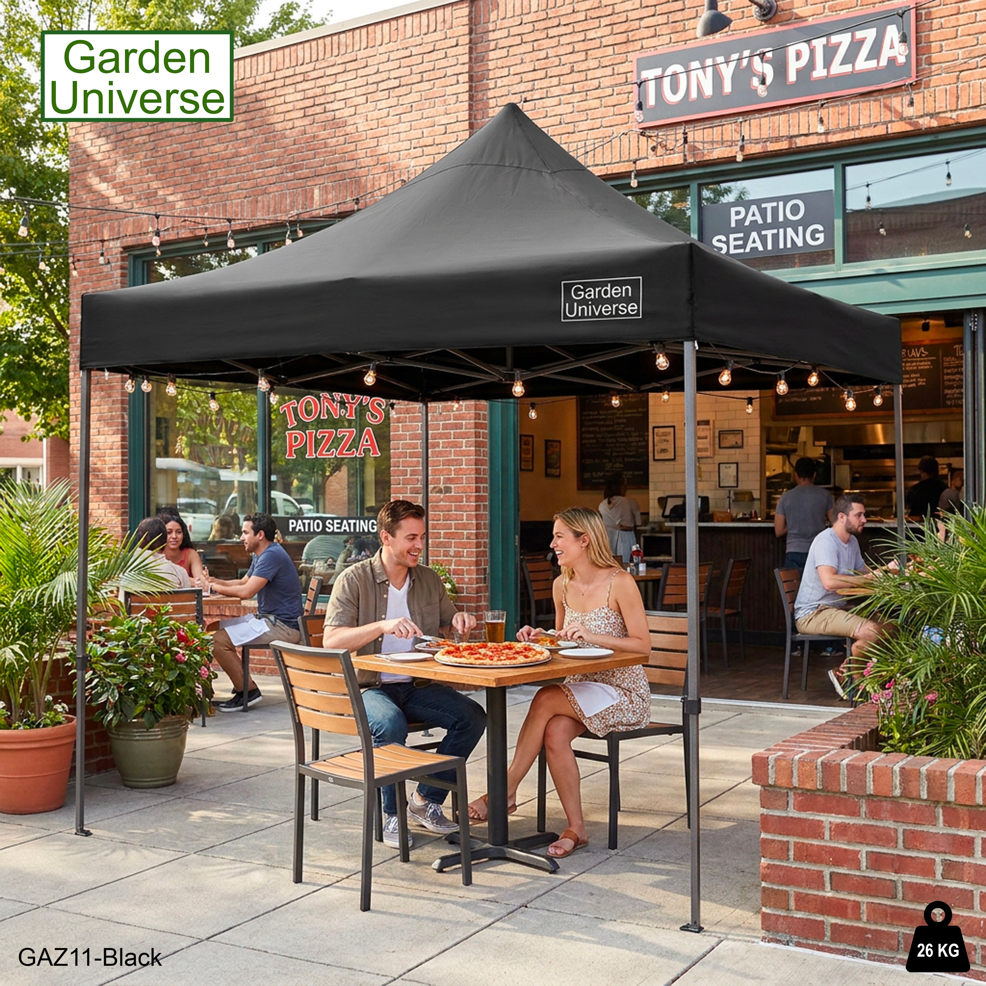 Gazebo 3m x 3m Commercial Grade Pop Up in Black with Heavy Duty Frame GAZ11-Black