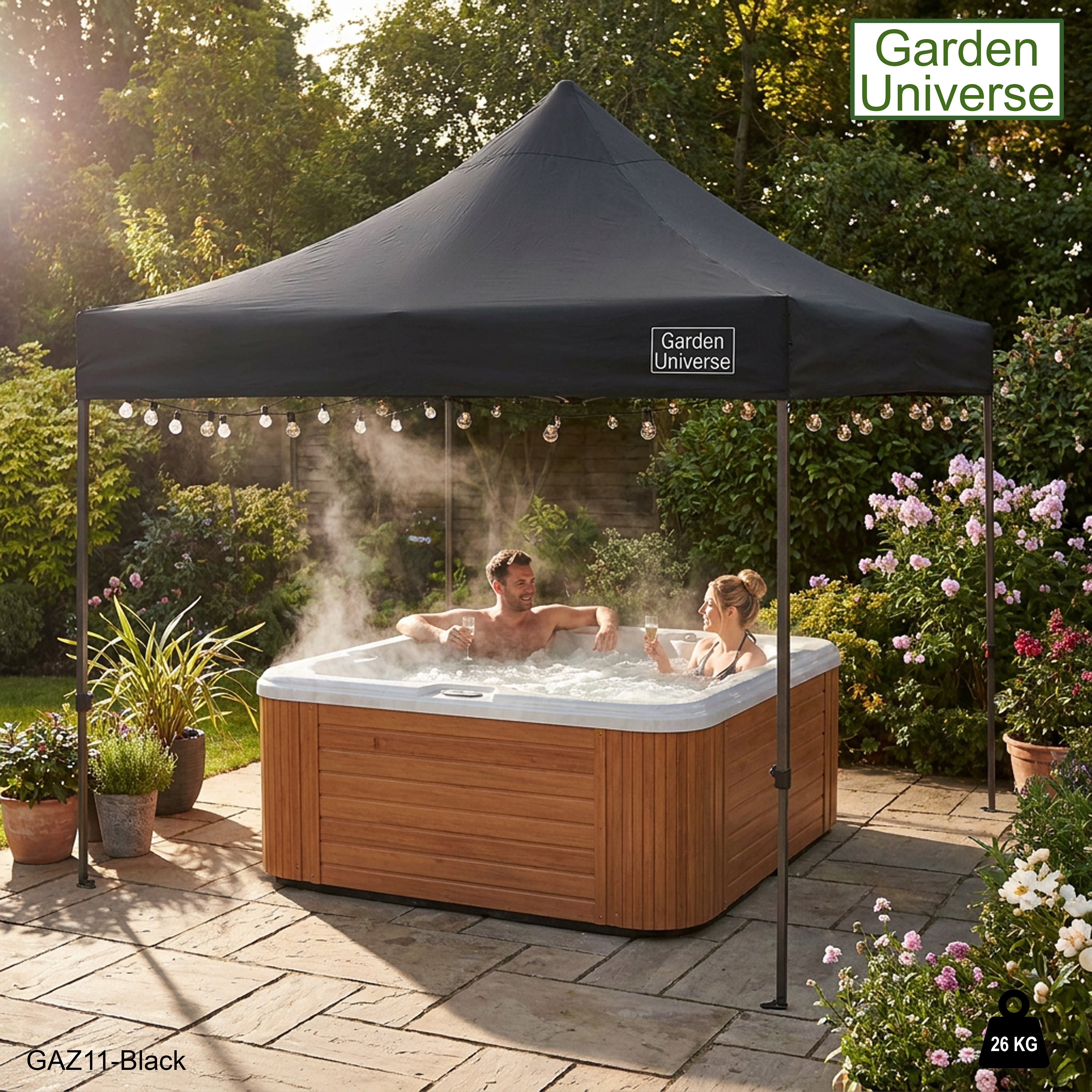 Gazebo 3m x 3m Commercial Grade Pop Up in Black with Heavy Duty Frame GAZ11-Black