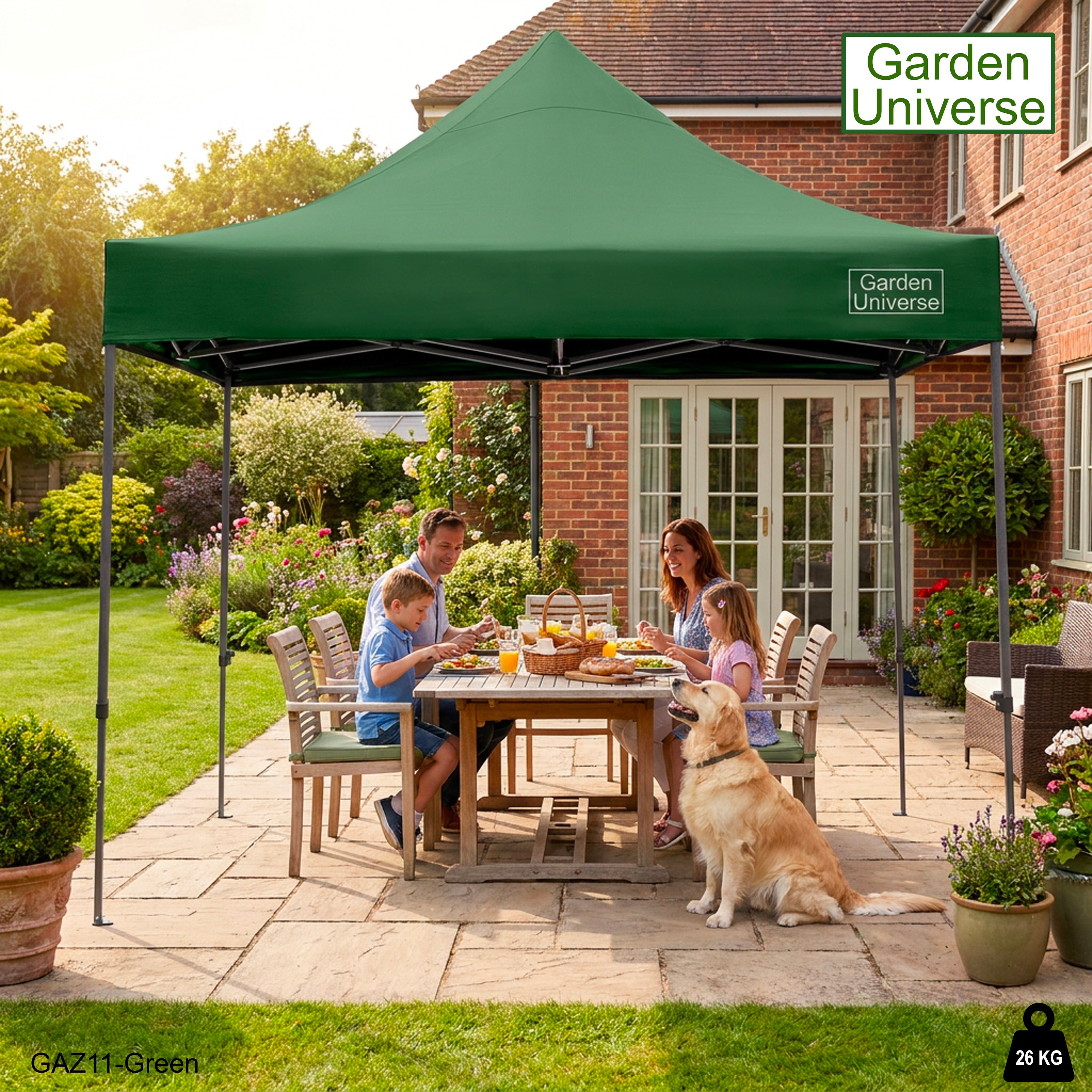 Gazebo 3m x 3m Commercial Grade Pop Up in Green with Heavy Duty Frame GAZ11-Green