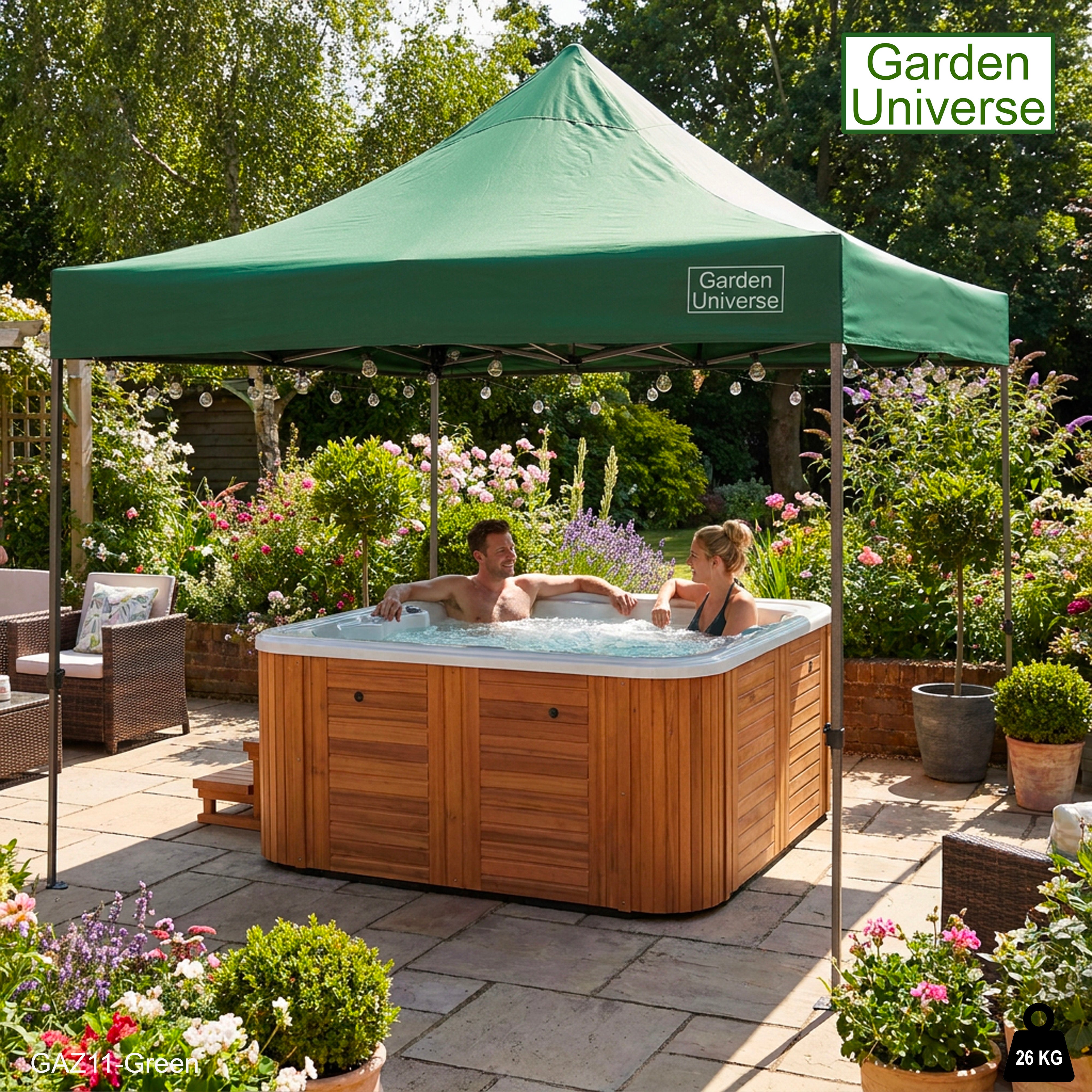 Gazebo 3m x 3m Commercial Grade Pop Up in Green with Heavy Duty Frame GAZ11-Green