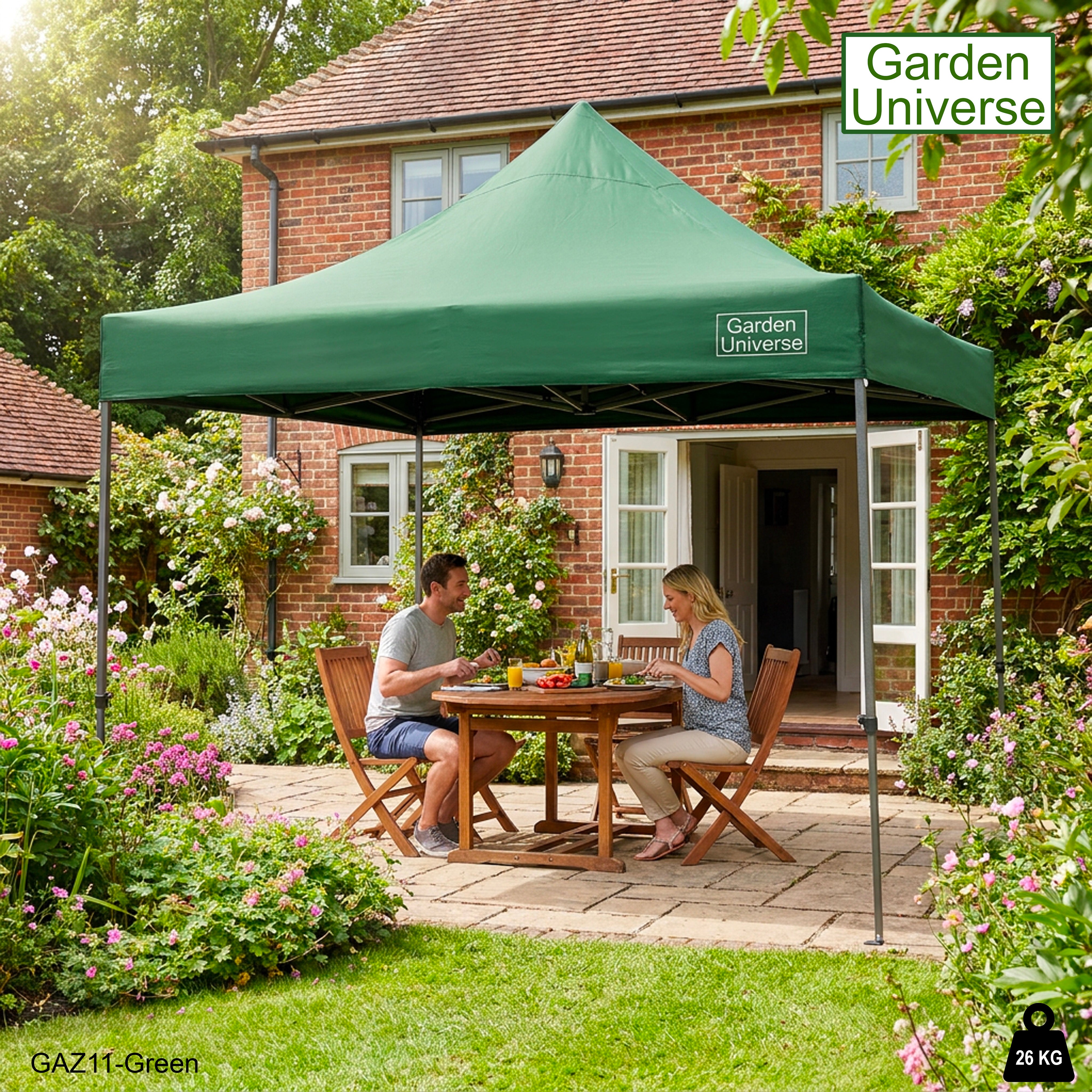 Gazebo 3m x 3m Commercial Grade Pop Up in Green with Heavy Duty Frame GAZ11-Green