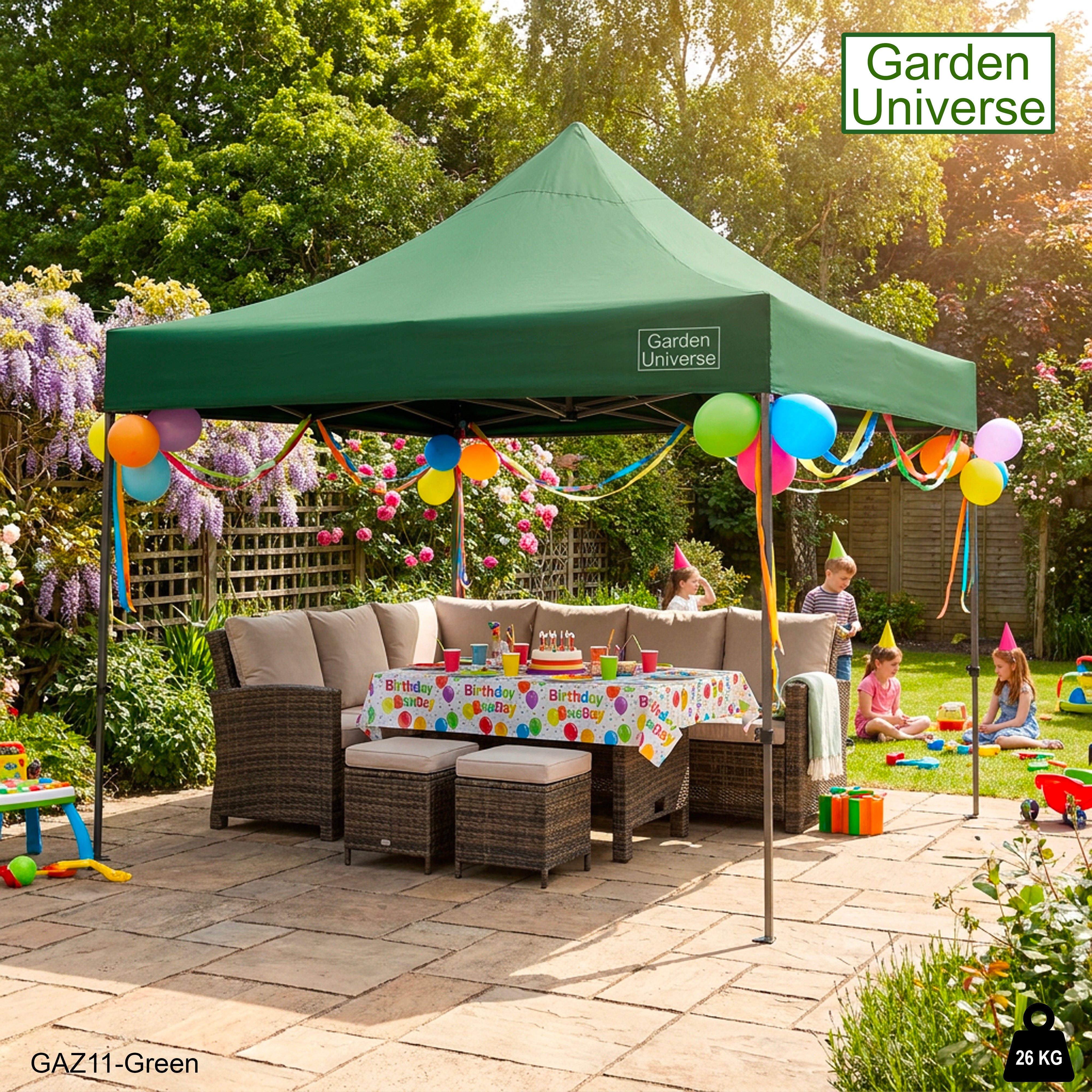 Gazebo 3m x 3m Commercial Grade Pop Up in Green with Heavy Duty Frame GAZ11-Green