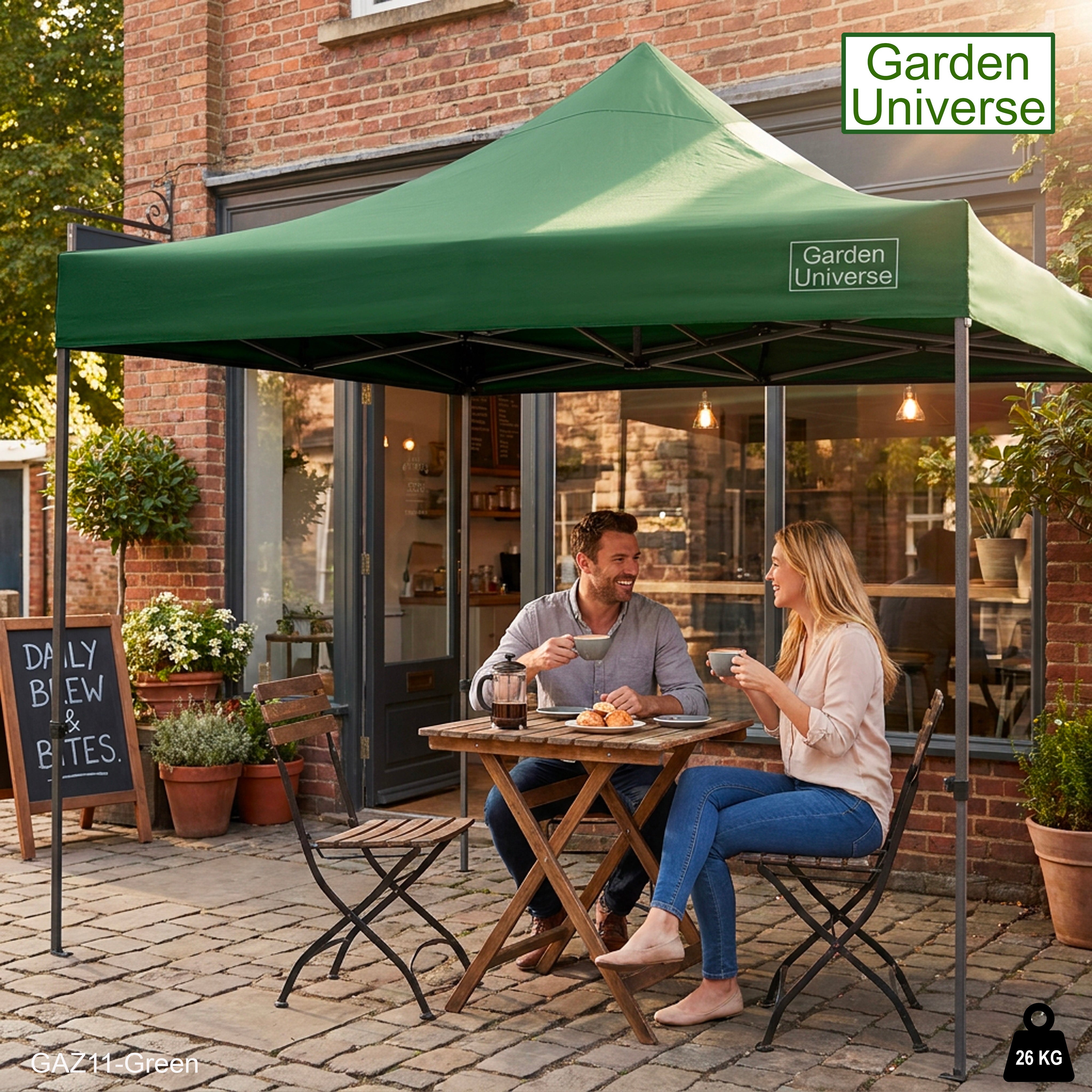 Gazebo 3m x 3m Commercial Grade Pop Up in Green with Heavy Duty Frame GAZ11-Green
