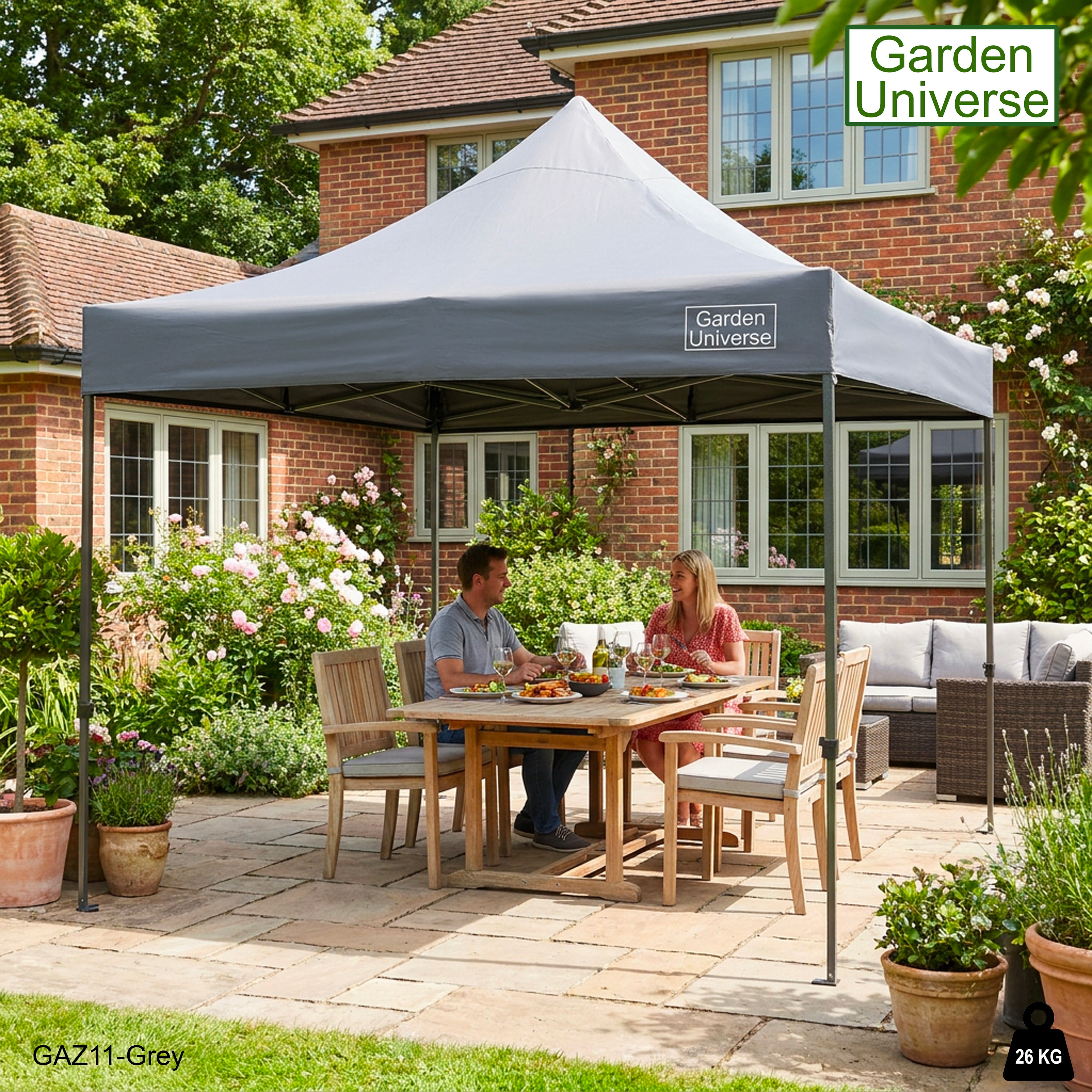 Gazebo 3m x 3m Commercial Grade Pop Up in Grey with Heavy Duty Frame GAZ11-Grey