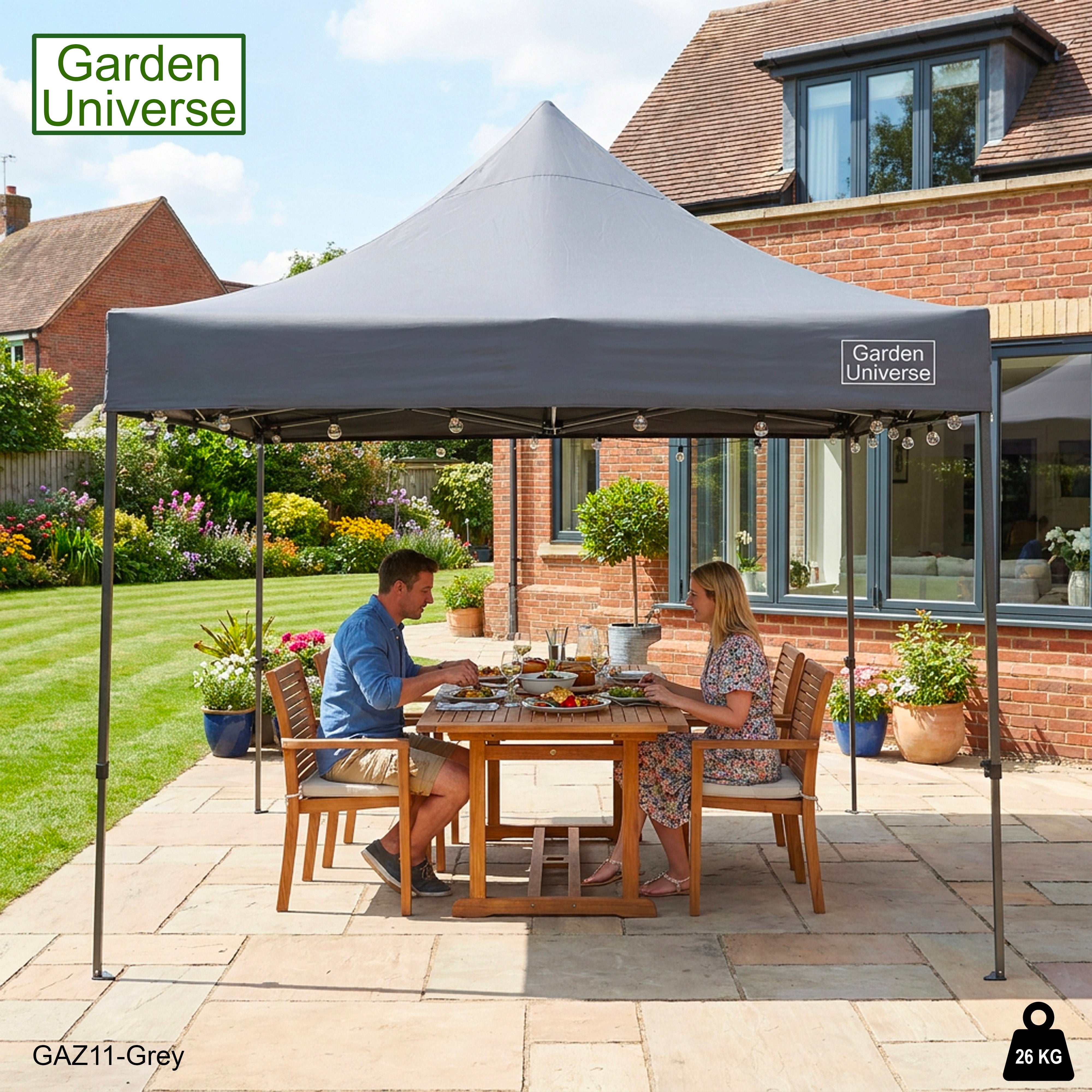 Gazebo 3m x 3m Commercial Grade Pop Up in Grey with Heavy Duty Frame GAZ11-Grey