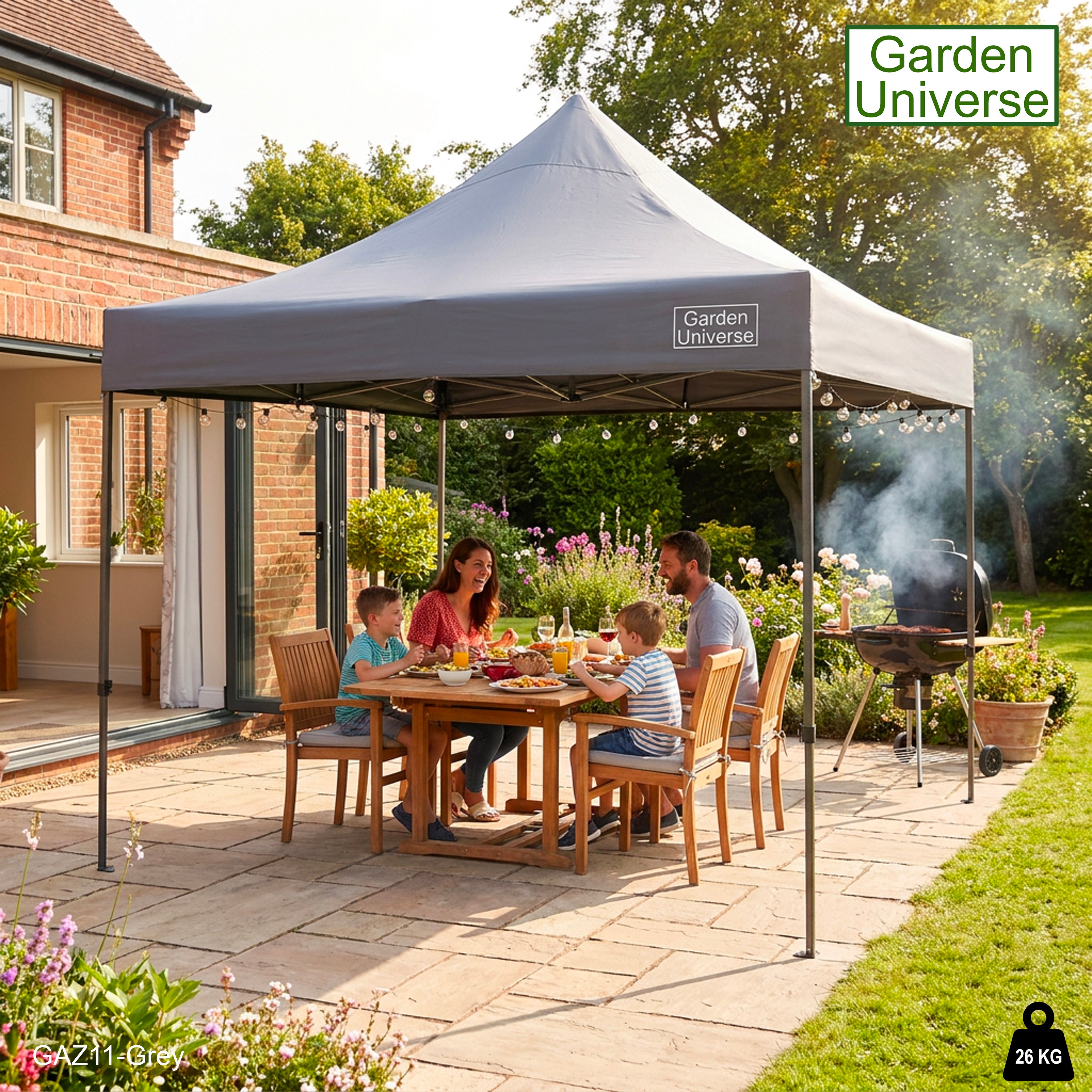 Gazebo 3m x 3m Commercial Grade Pop Up in Grey with Heavy Duty Frame GAZ11-Grey