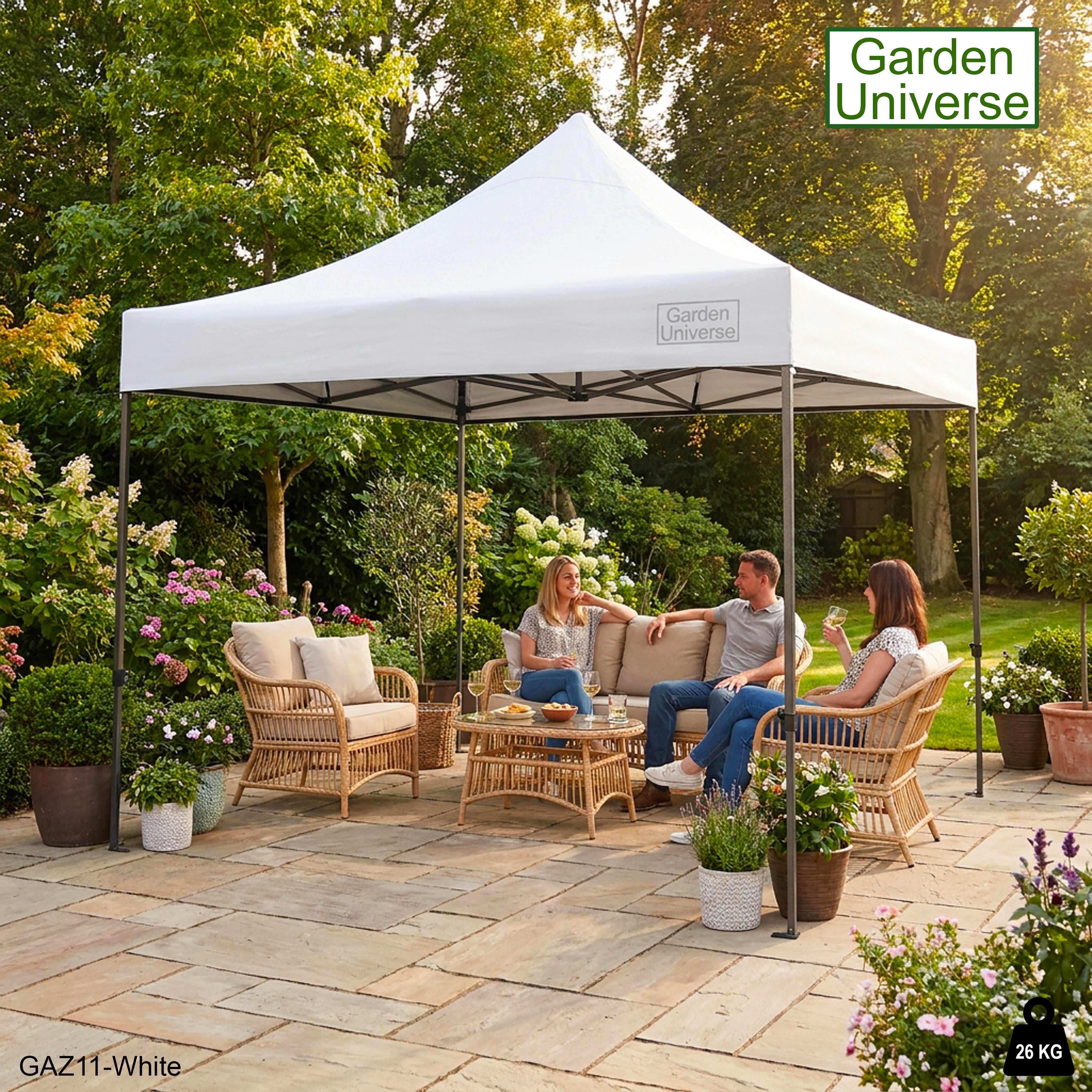 Gazebo 3m x 3m Commercial Grade Pop Up in White with Heavy Duty Frame GAZ11-White