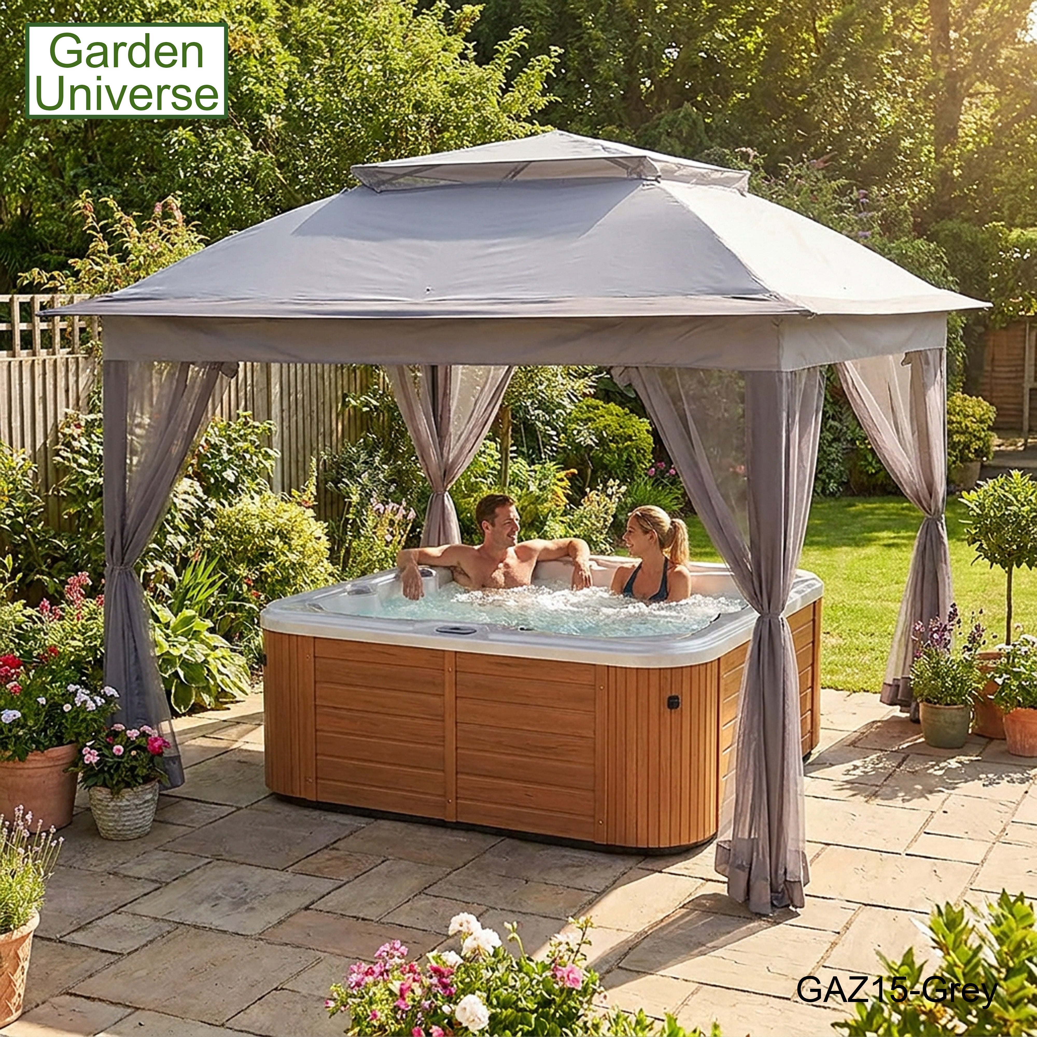 Garden Universe Gazebo with Pop-Up Frame 3.25 x 3.25m, Party Tent, Canopy, Pergola, Grey GAZ15-Grey
