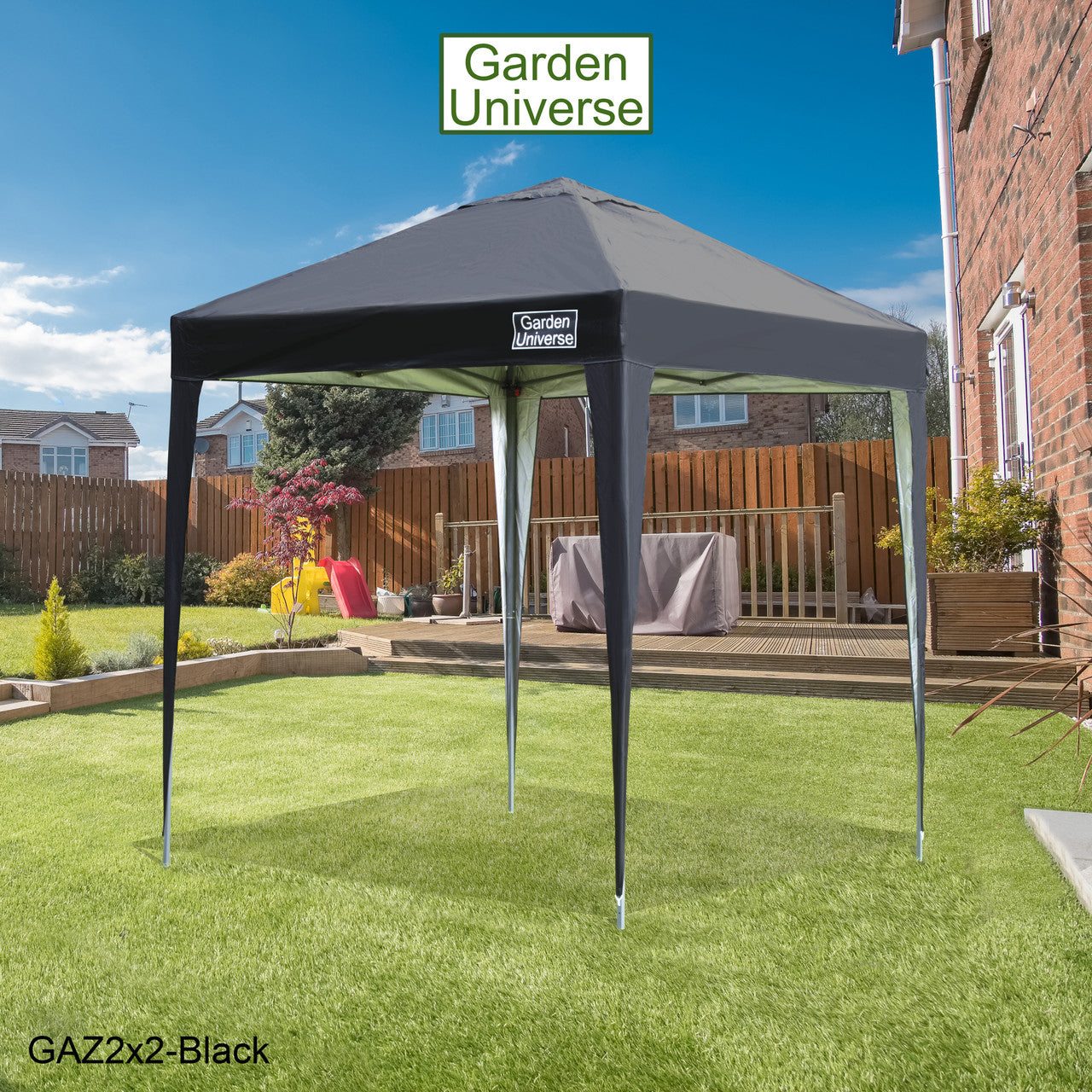 Gazebo 2m x 2m Pop Up in Black with Heavy Duty Frame GAZ2x2-Black