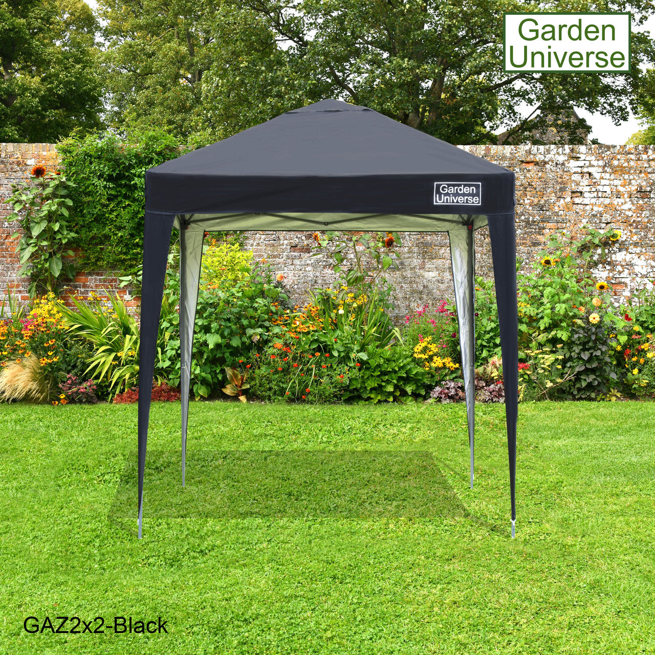Gazebo 2m x 2m Pop Up in Black with Heavy Duty Frame GAZ2x2-Black