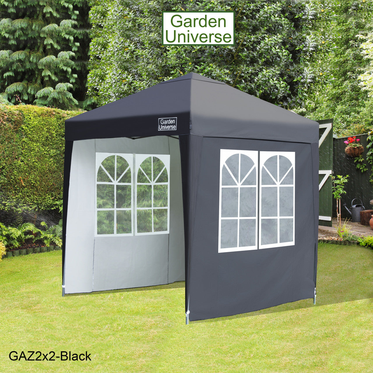 Gazebo 2m x 2m Pop Up in Black with Heavy Duty Frame GAZ2x2-Black