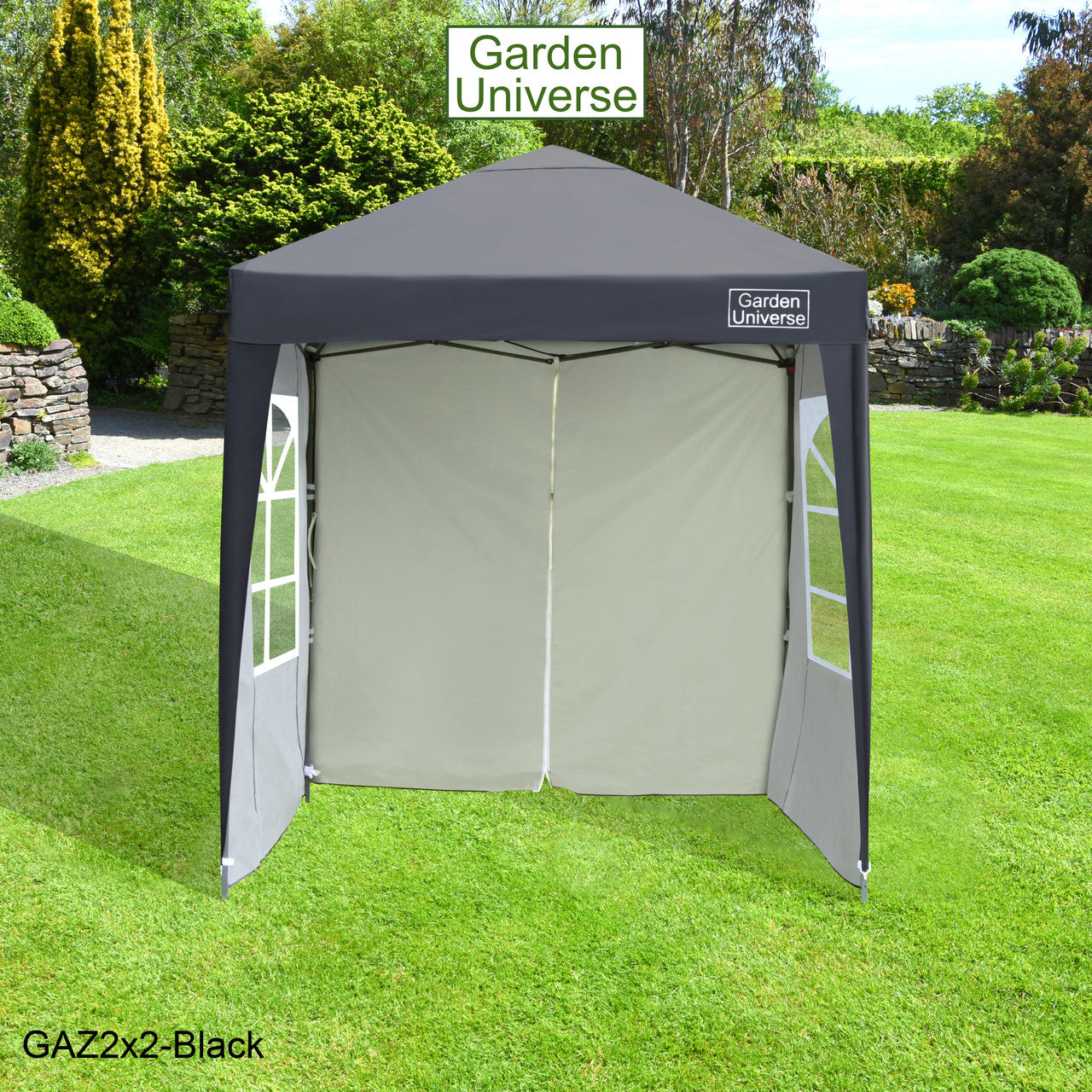 Gazebo 2m x 2m Pop Up in Black with Heavy Duty Frame GAZ2x2-Black