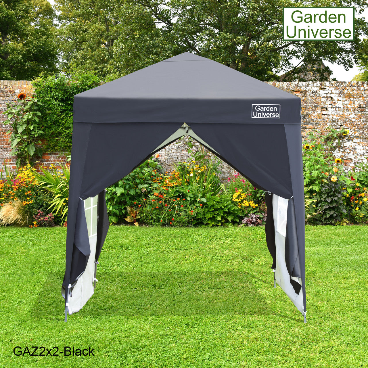 Gazebo 2m x 2m Pop Up in Black with Heavy Duty Frame GAZ2x2-Black
