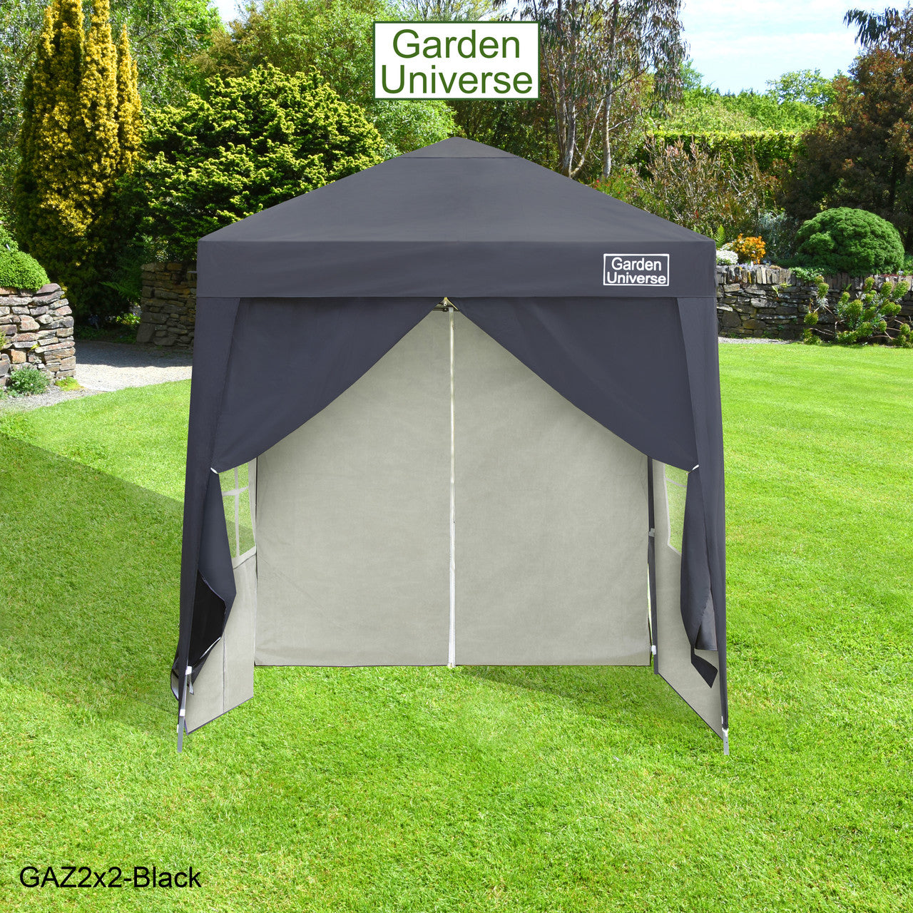 Gazebo 2m x 2m Pop Up in Black with Heavy Duty Frame GAZ2x2-Black