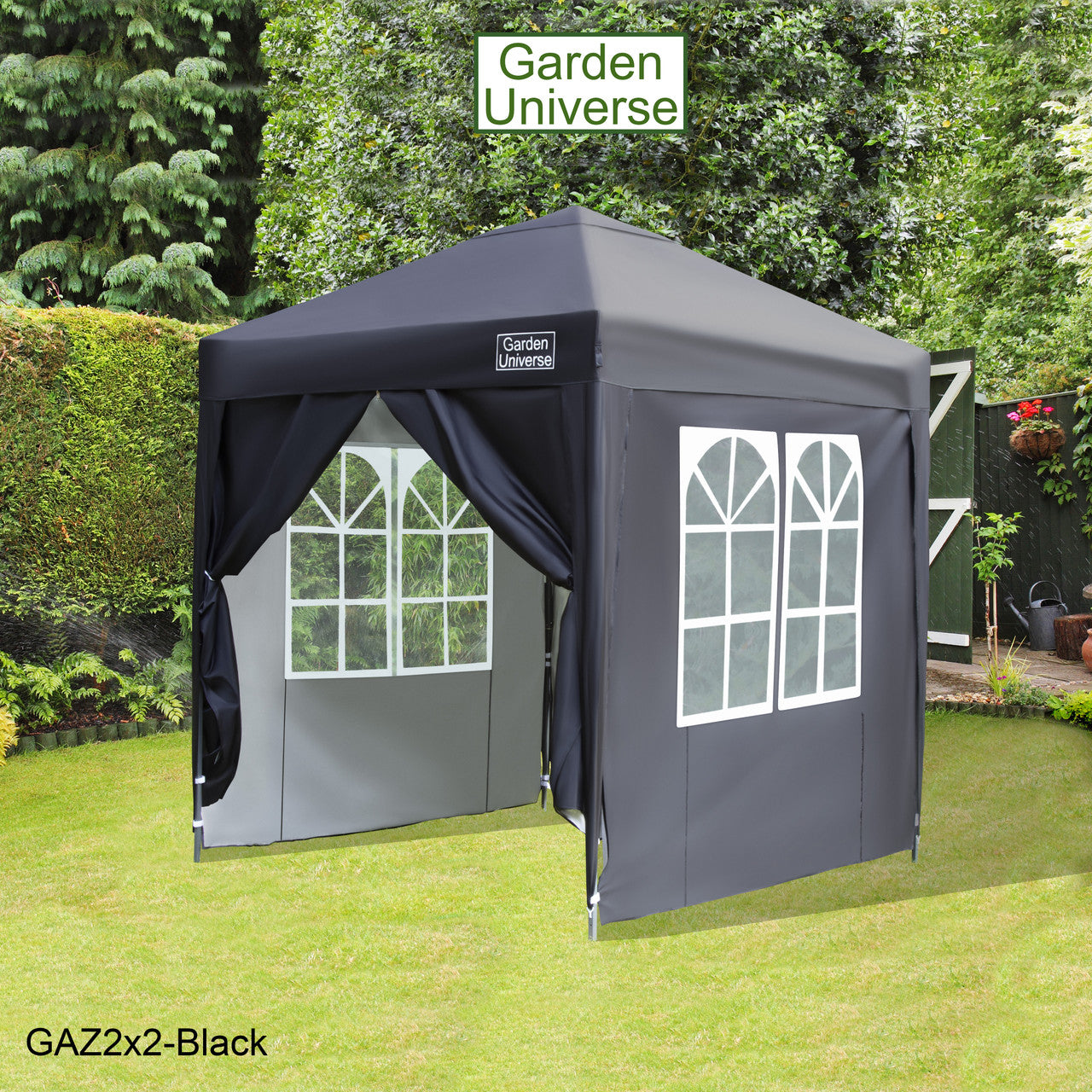 Gazebo 2m x 2m Pop Up in Black with Heavy Duty Frame GAZ2x2-Black
