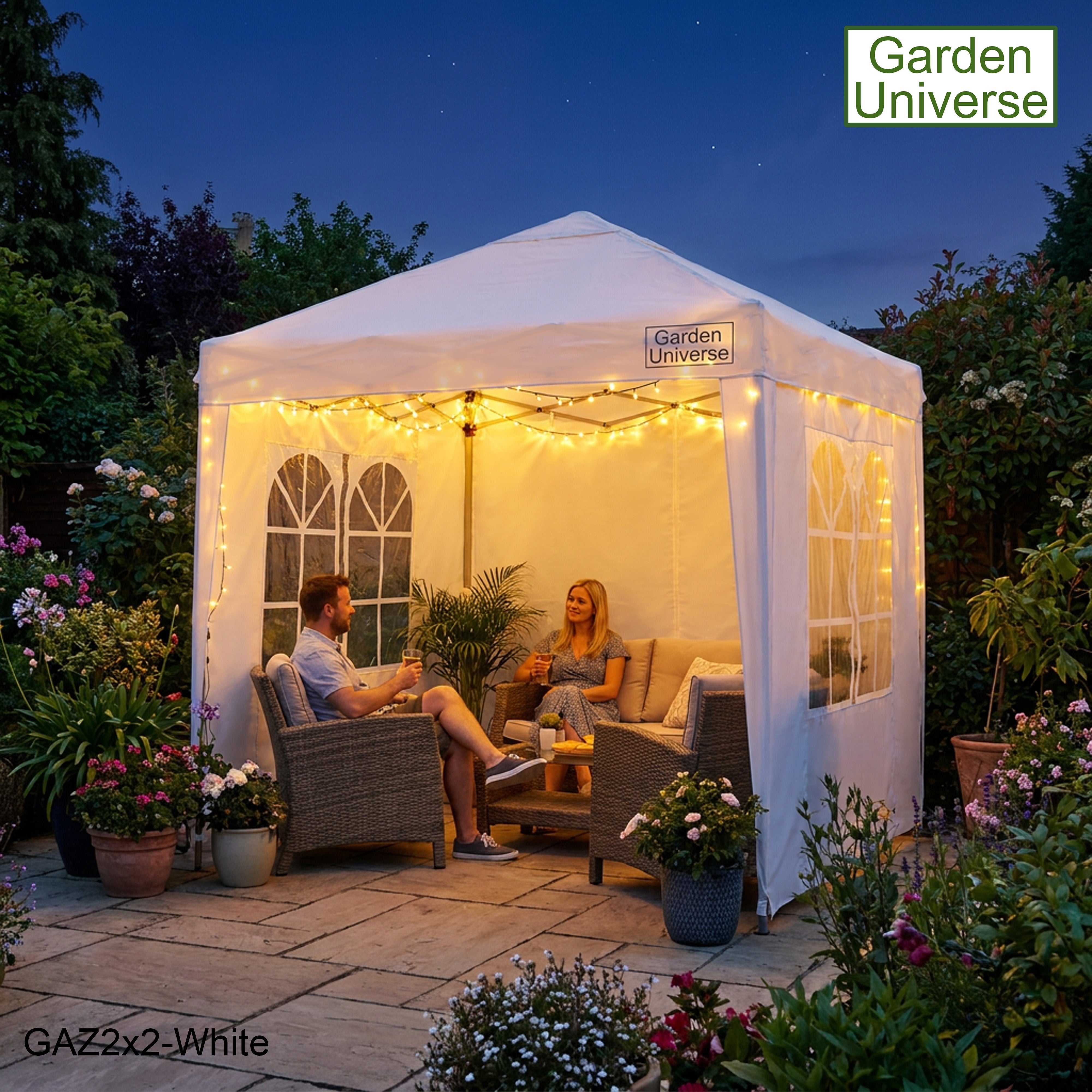 Gazebo 2m x 2m Pop Up in White with Heavy Duty Frame GAZ2x2-White