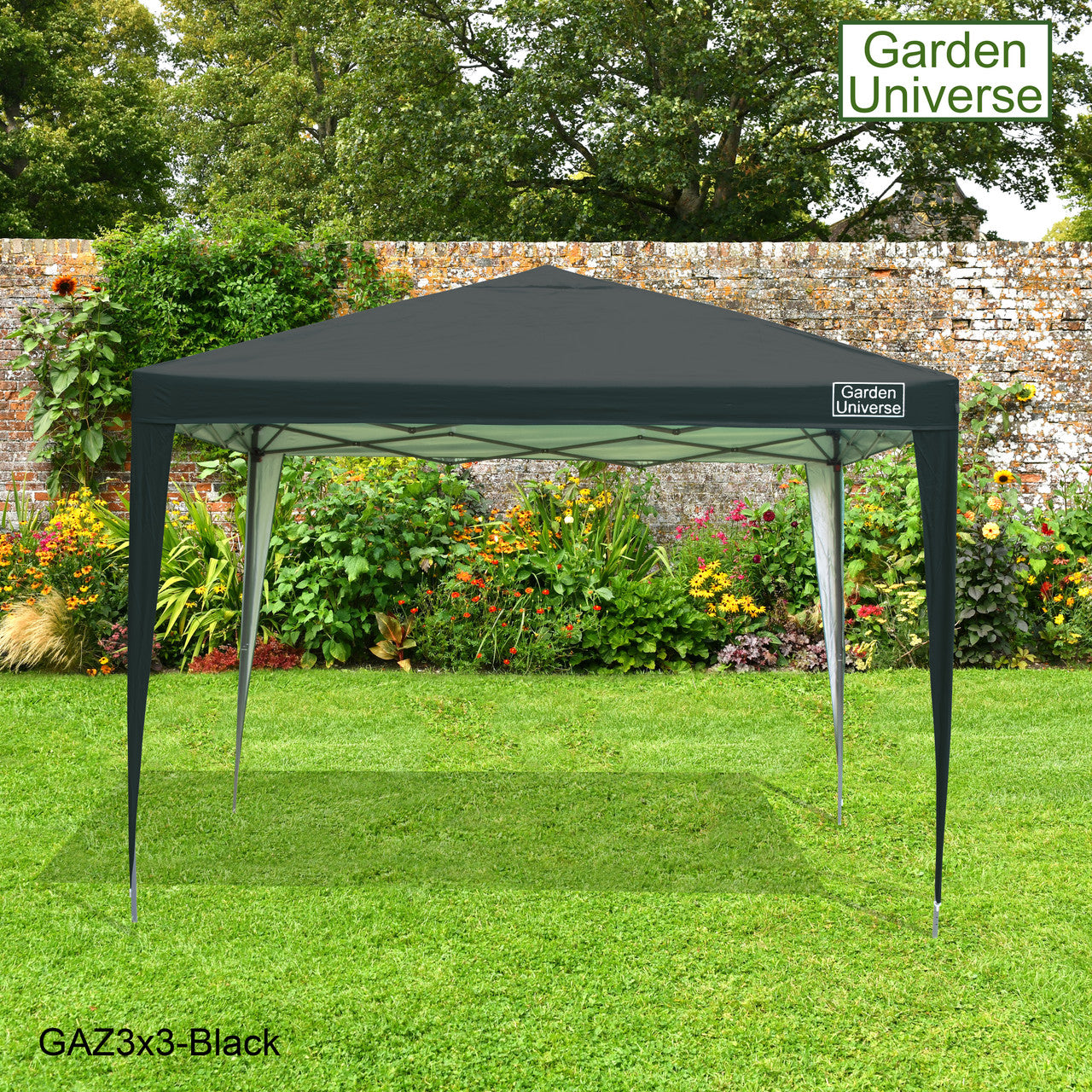 Gazebo 3m x 3m Pop Up in Black with Heavy Duty Frame GAZ3x3-Black