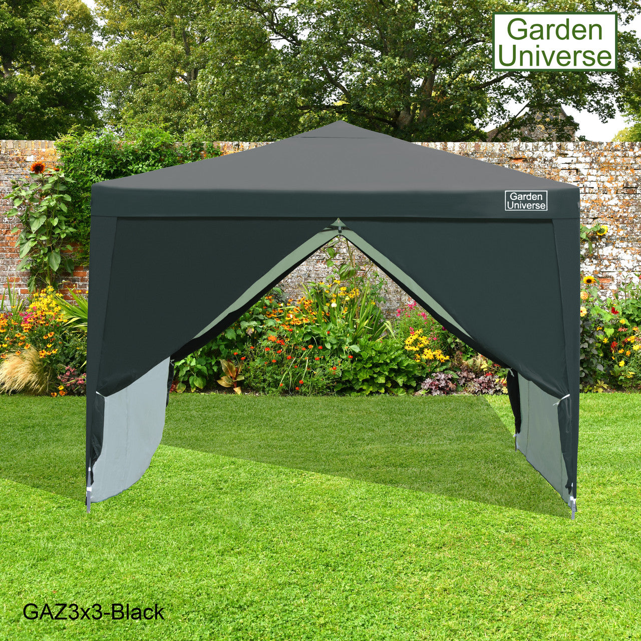 Gazebo 3m x 3m Pop Up in Black with Heavy Duty Frame GAZ3x3-Black