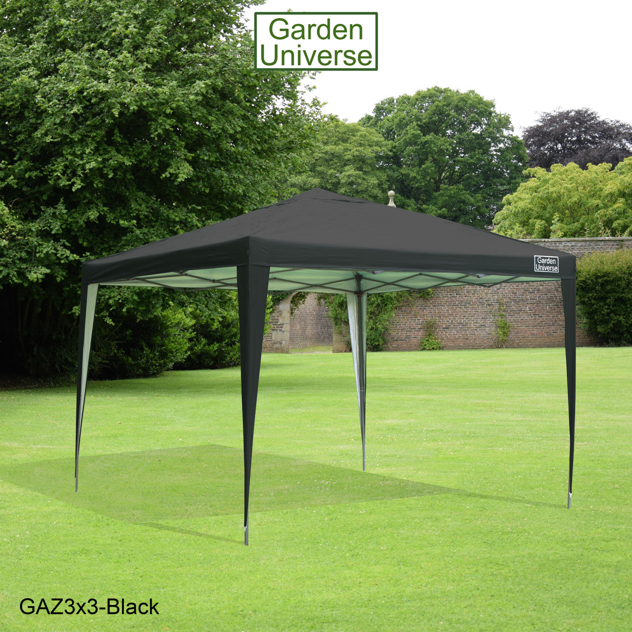 Gazebo 3m x 3m Pop Up in Black with Heavy Duty Frame GAZ3x3-Black