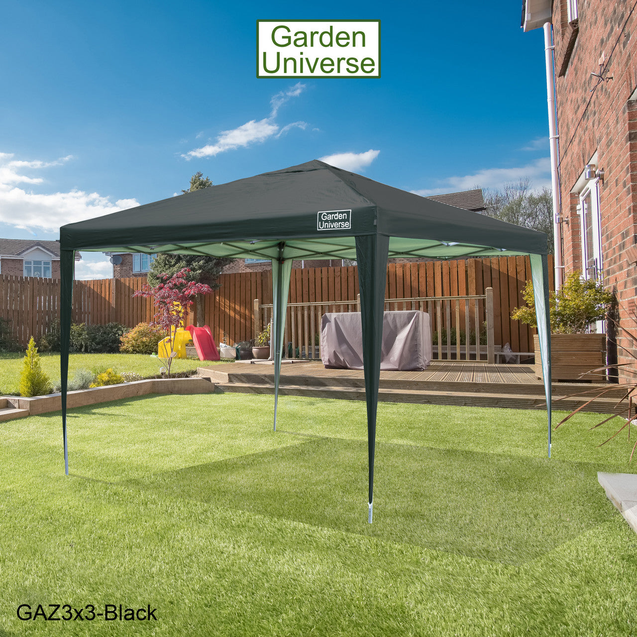 Gazebo 3m x 3m Pop Up in Black with Heavy Duty Frame GAZ3x3-Black