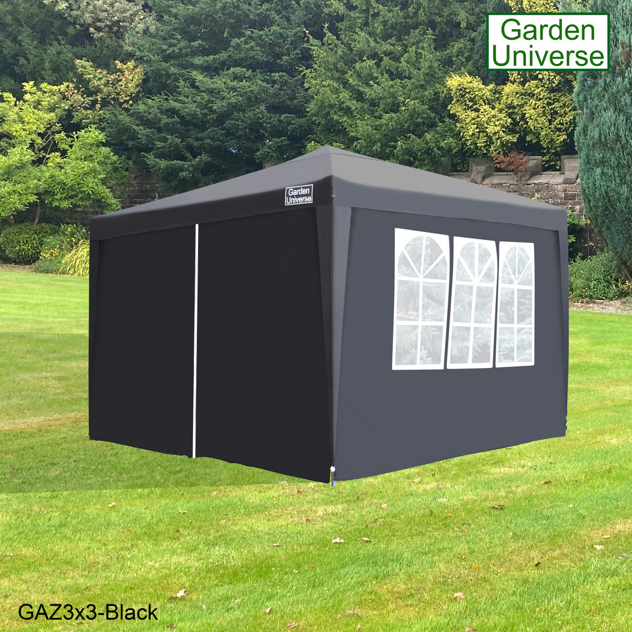 Gazebo 3m x 3m Pop Up in Black with Heavy Duty Frame GAZ3x3-Black