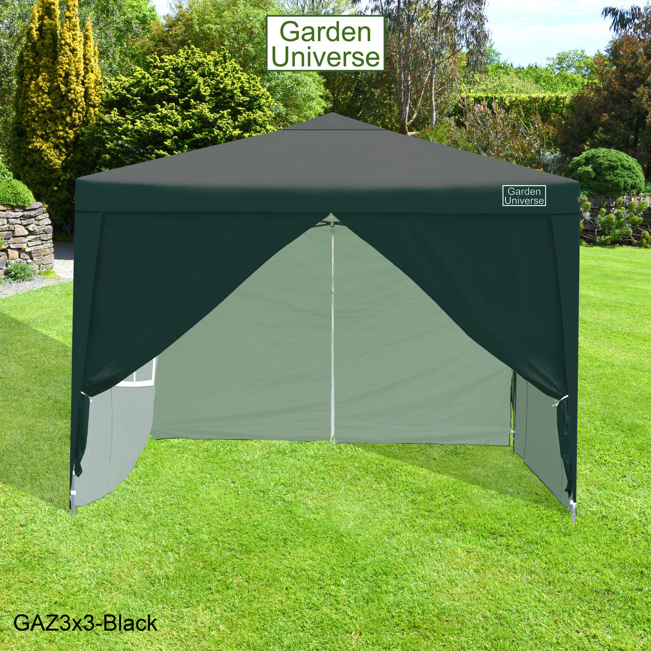 Gazebo 3m x 3m Pop Up in Black with Heavy Duty Frame GAZ3x3-Black