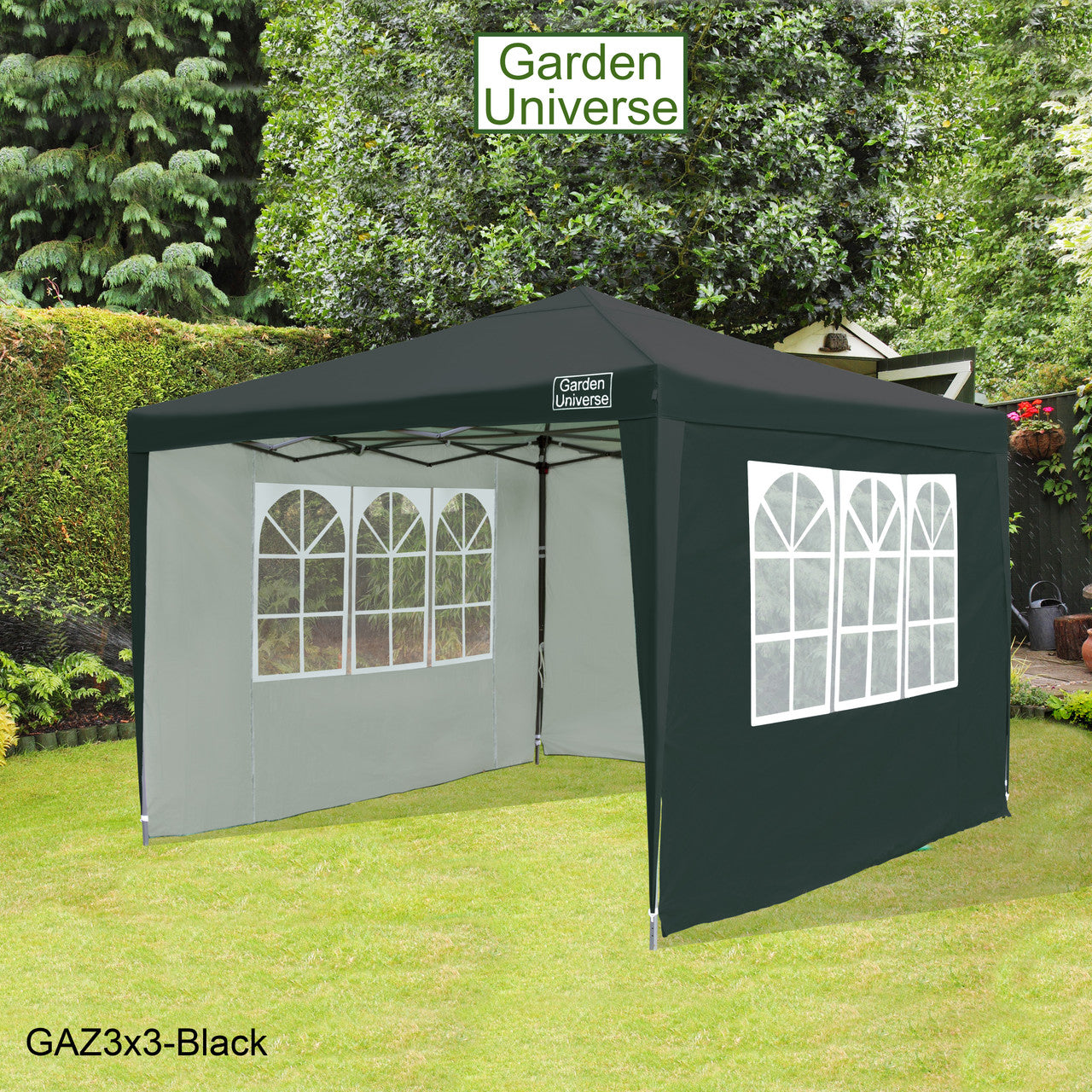Gazebo 3m x 3m Pop Up in Black with Heavy Duty Frame GAZ3x3-Black