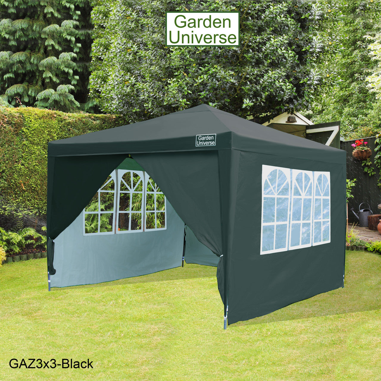 Gazebo 3m x 3m Pop Up in Black with Heavy Duty Frame GAZ3x3-Black