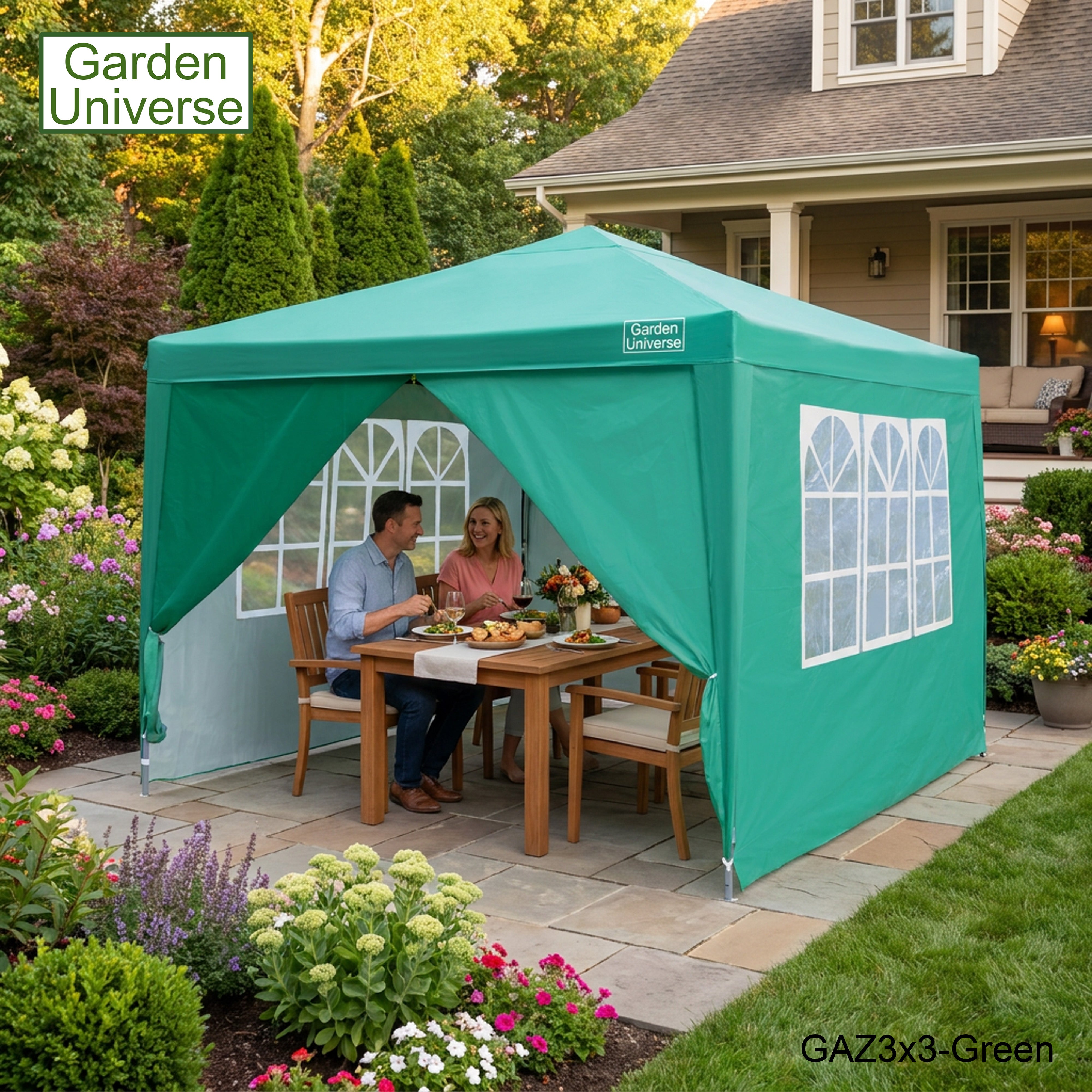 Gazebo 3m x 3m Pop Up in Green with Heavy Duty Frame GAZ3x3-Green