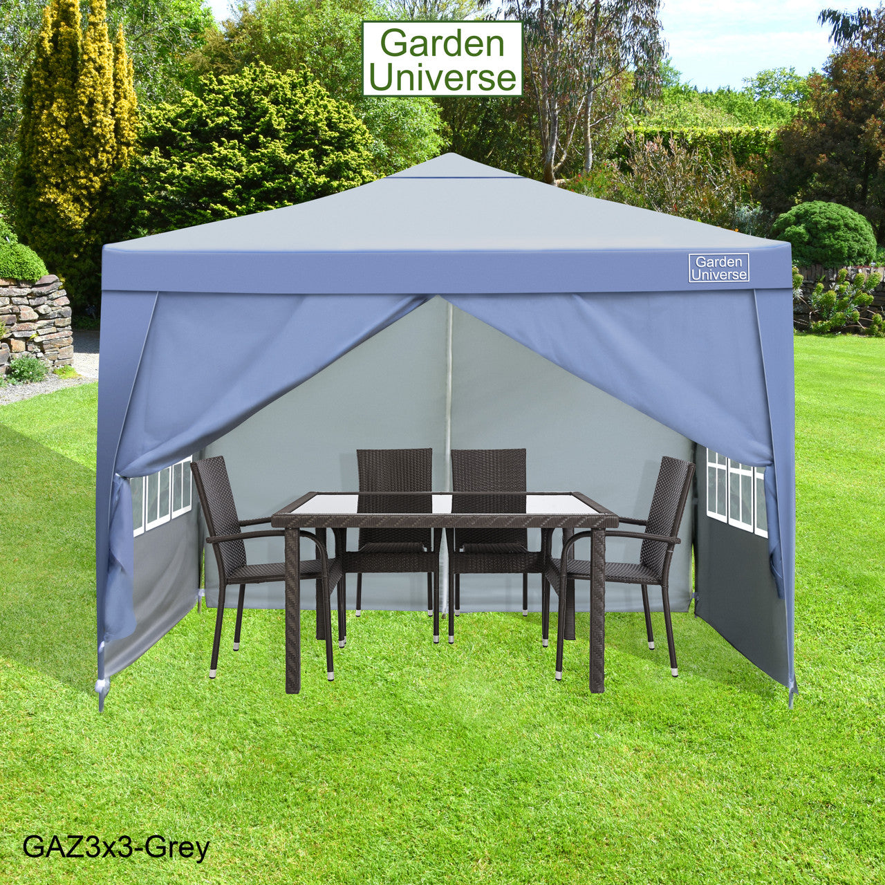 Gazebo 3m x 3m Pop Up in Grey with Heavy Duty Frame GAZ3x3 Grey