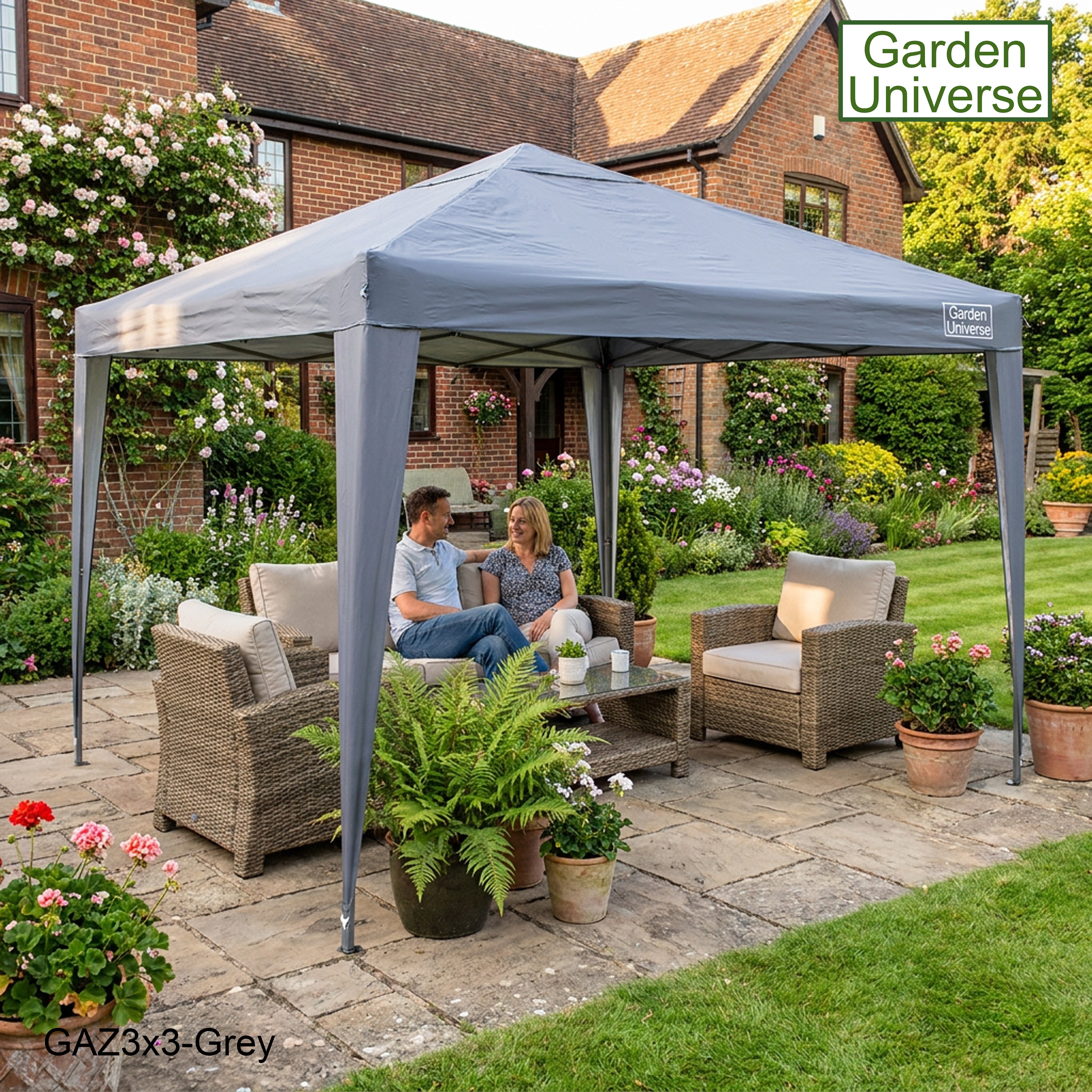 Gazebo 3m x 3m Pop Up in Grey with Heavy Duty Frame GAZ3x3-Grey