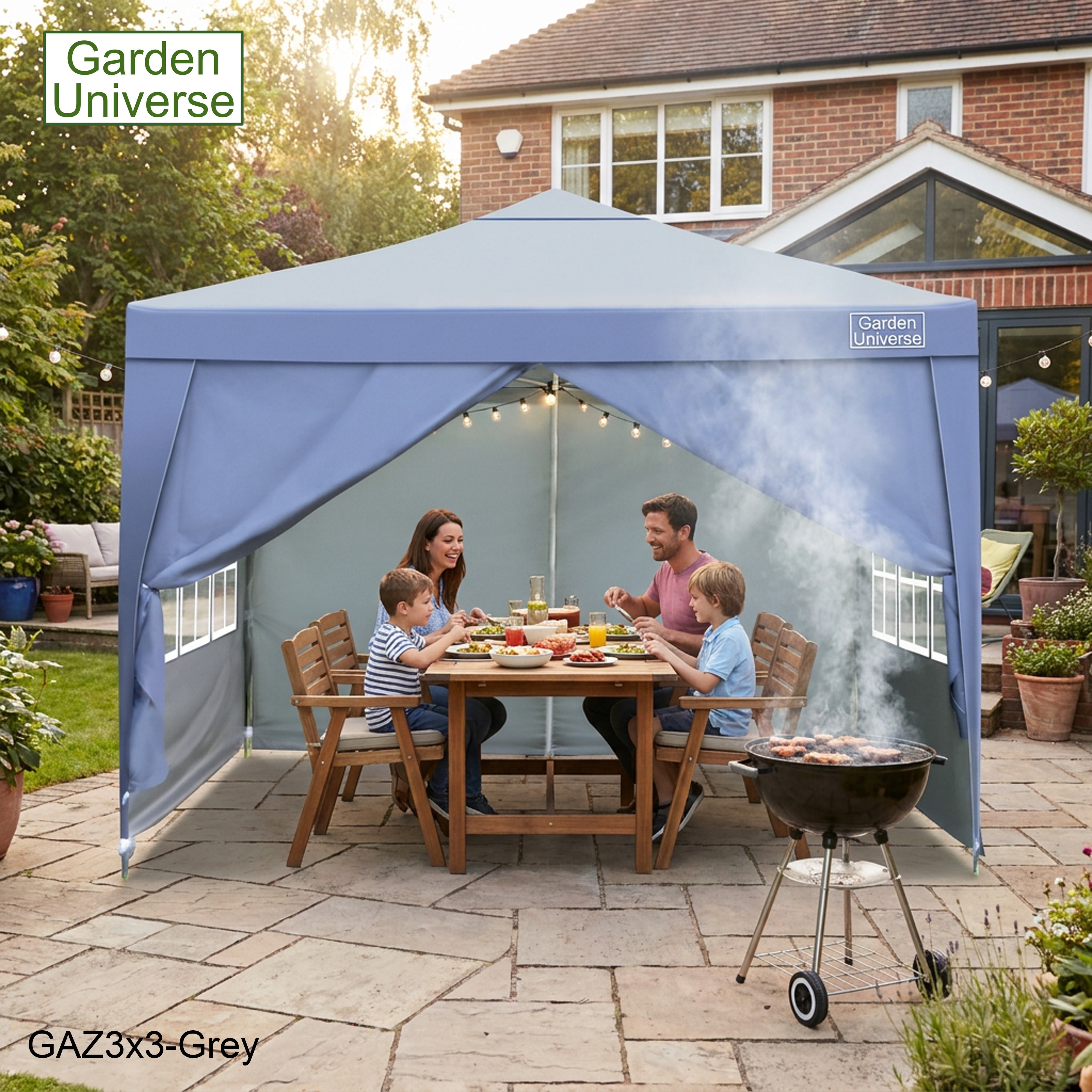 Gazebo 3m x 3m Pop Up in Grey with Heavy Duty Frame GAZ3x3-Grey