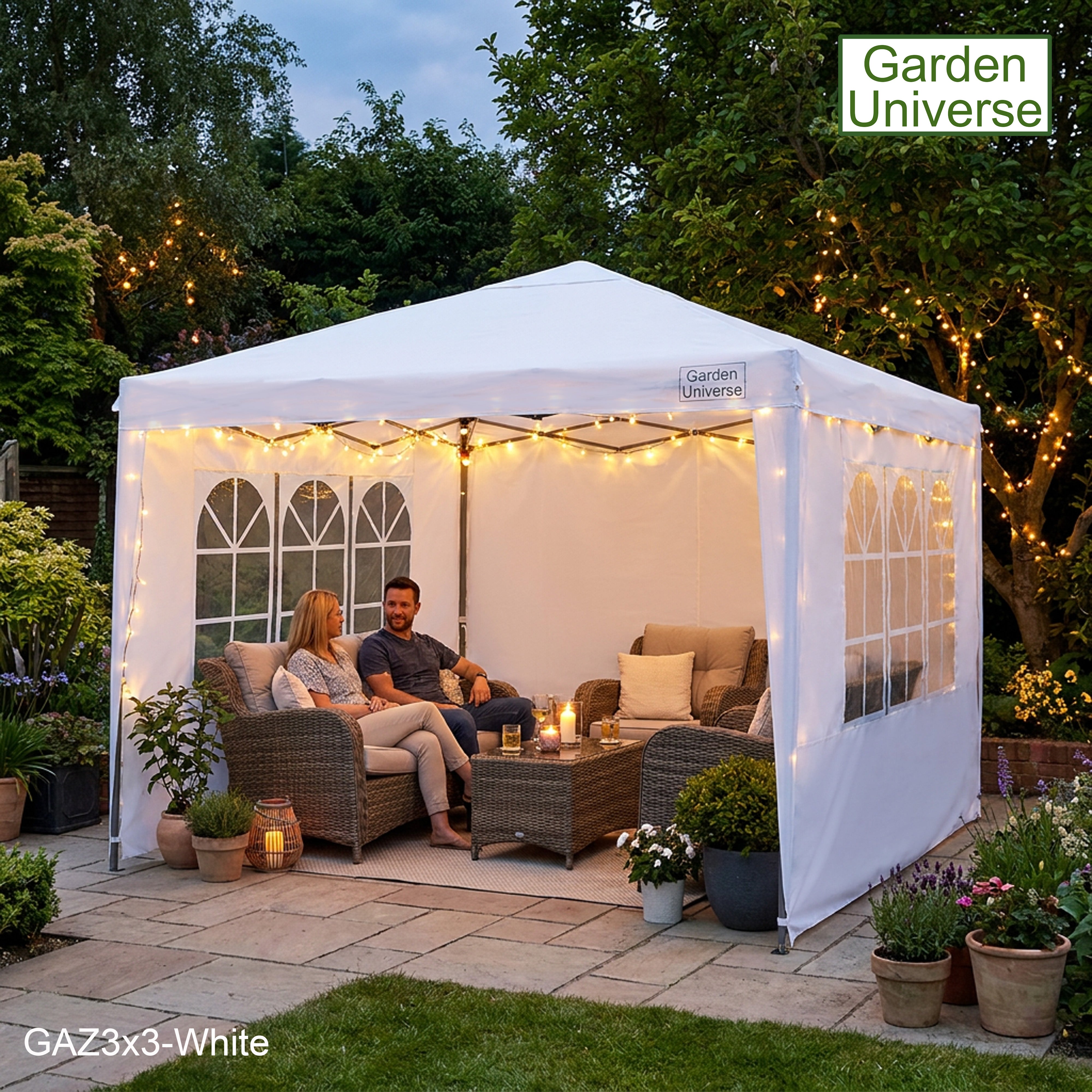 Gazebo 3m x 3m Pop Up in White with Heavy Duty Frame GAZ3x3-White