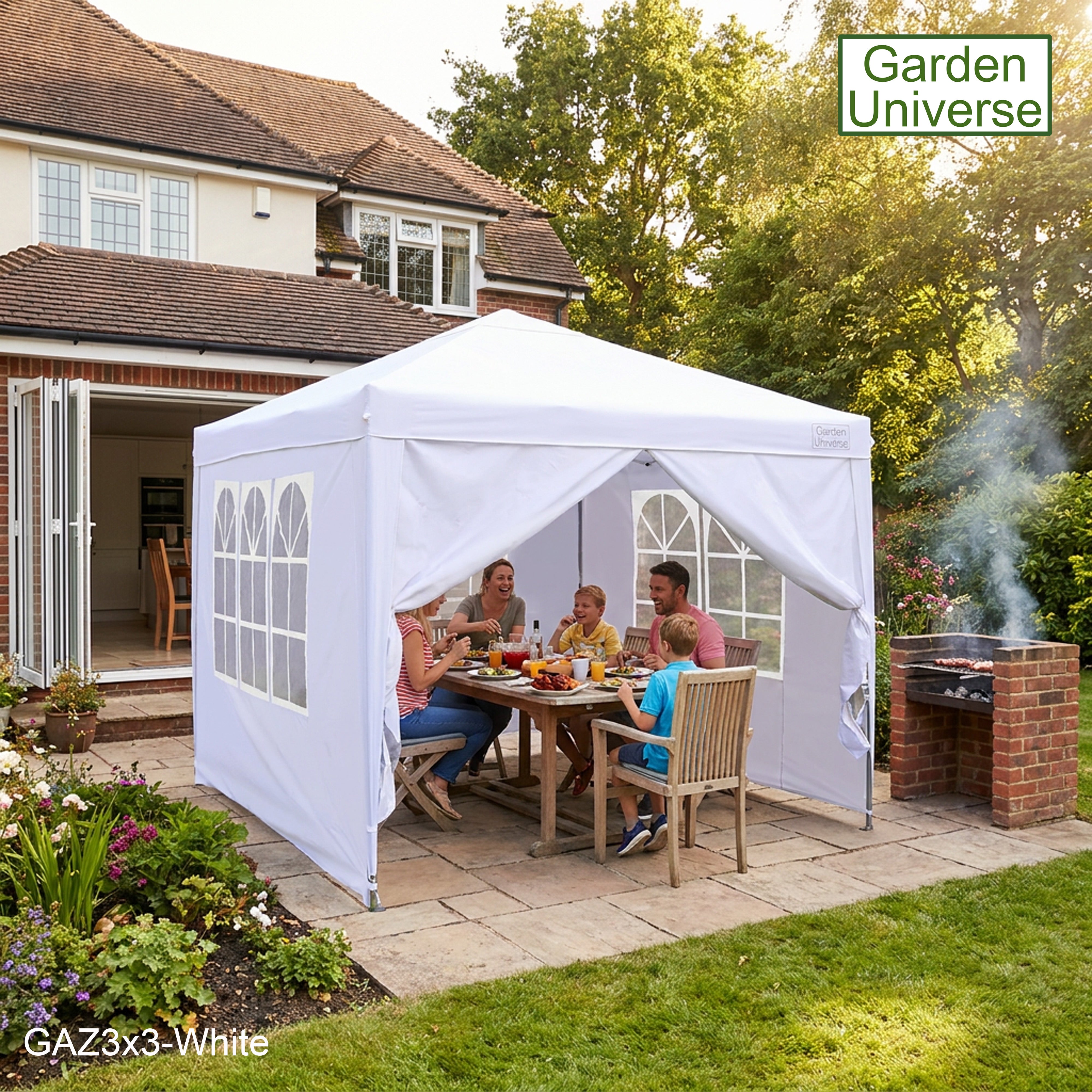 Gazebo 3m x 3m Pop Up in White with Heavy Duty Frame GAZ3x3-White