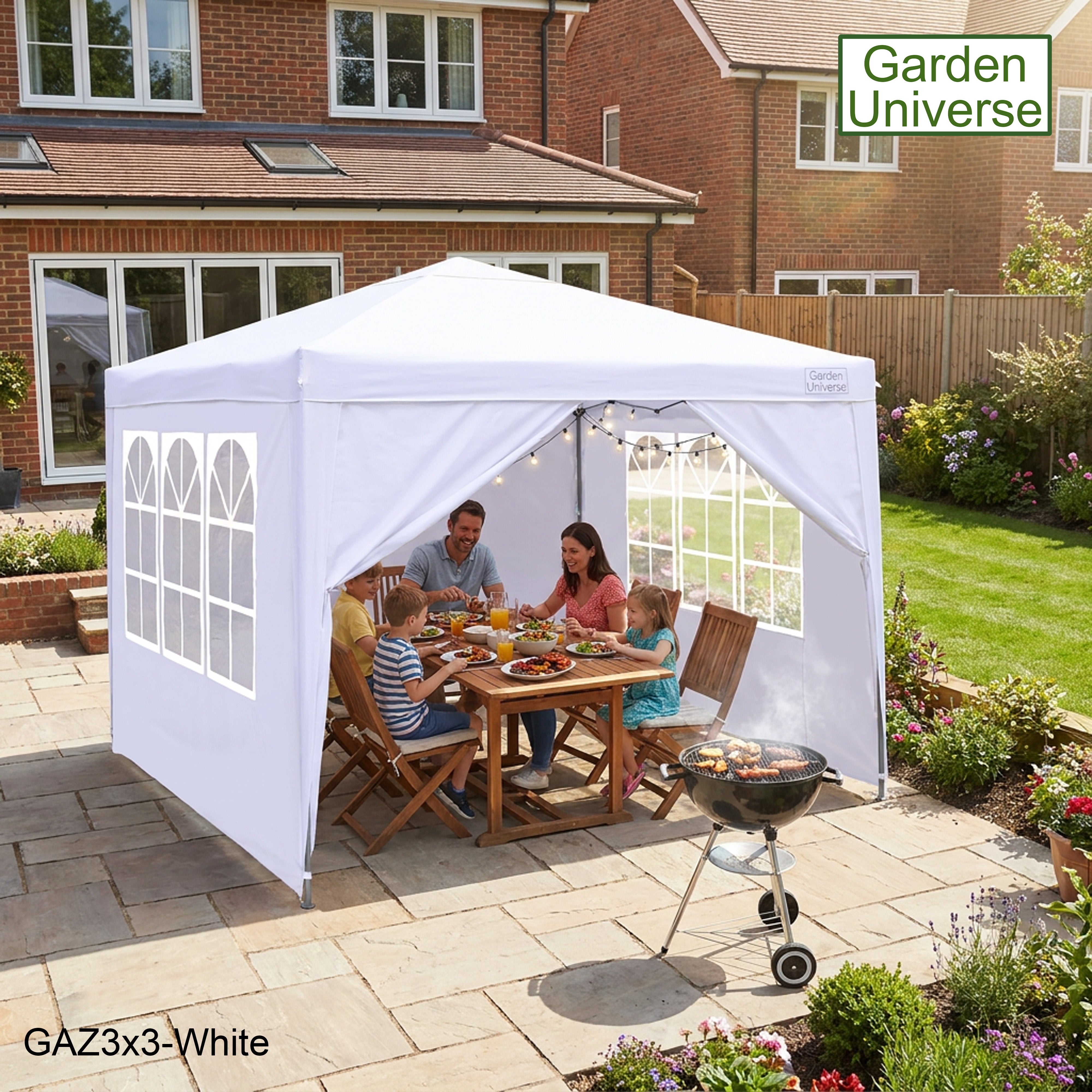 Gazebo 3m x 3m Pop Up in White with Heavy Duty Frame GAZ3x3-White