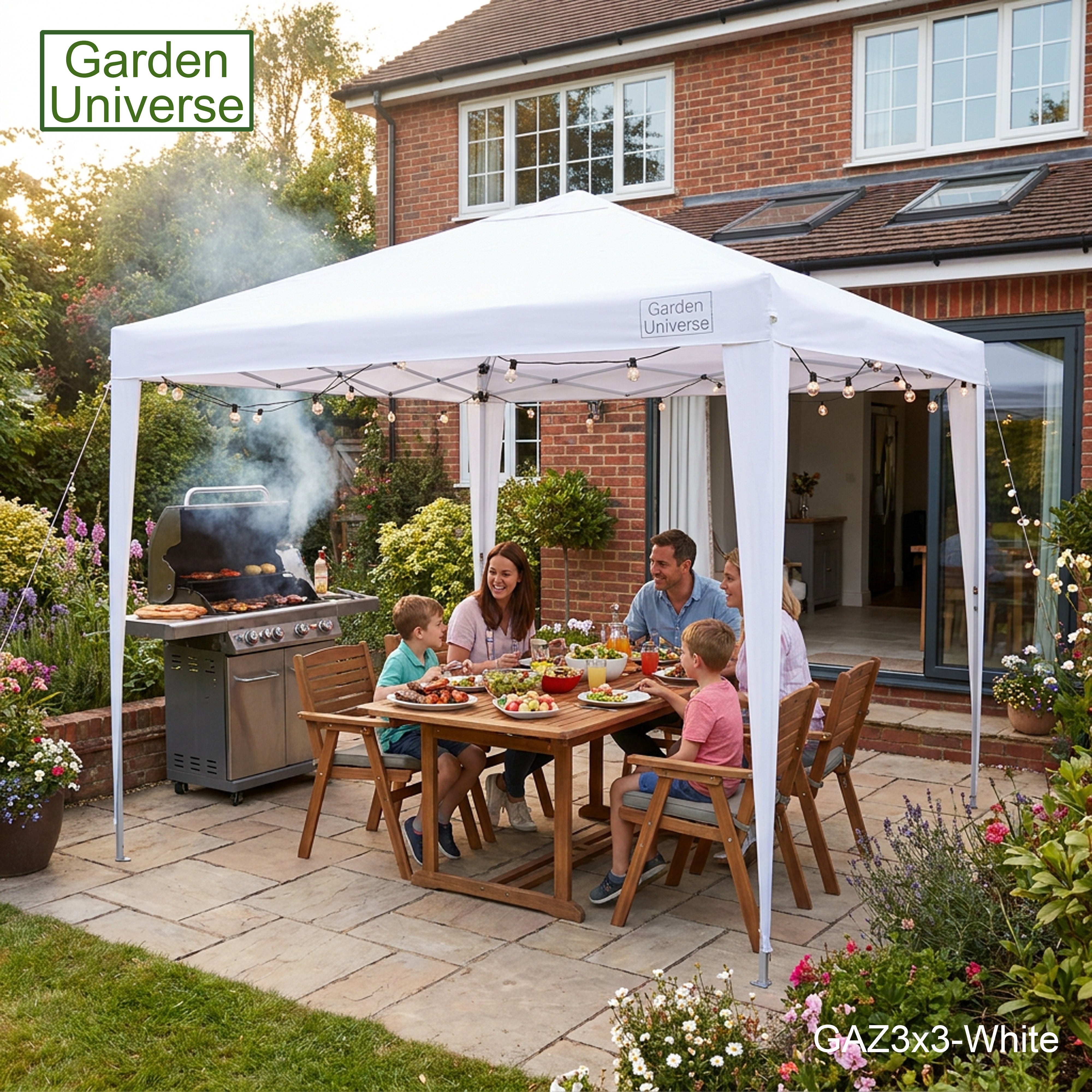 Gazebo 3m x 3m Pop Up in White with Heavy Duty Frame GAZ3x3-White