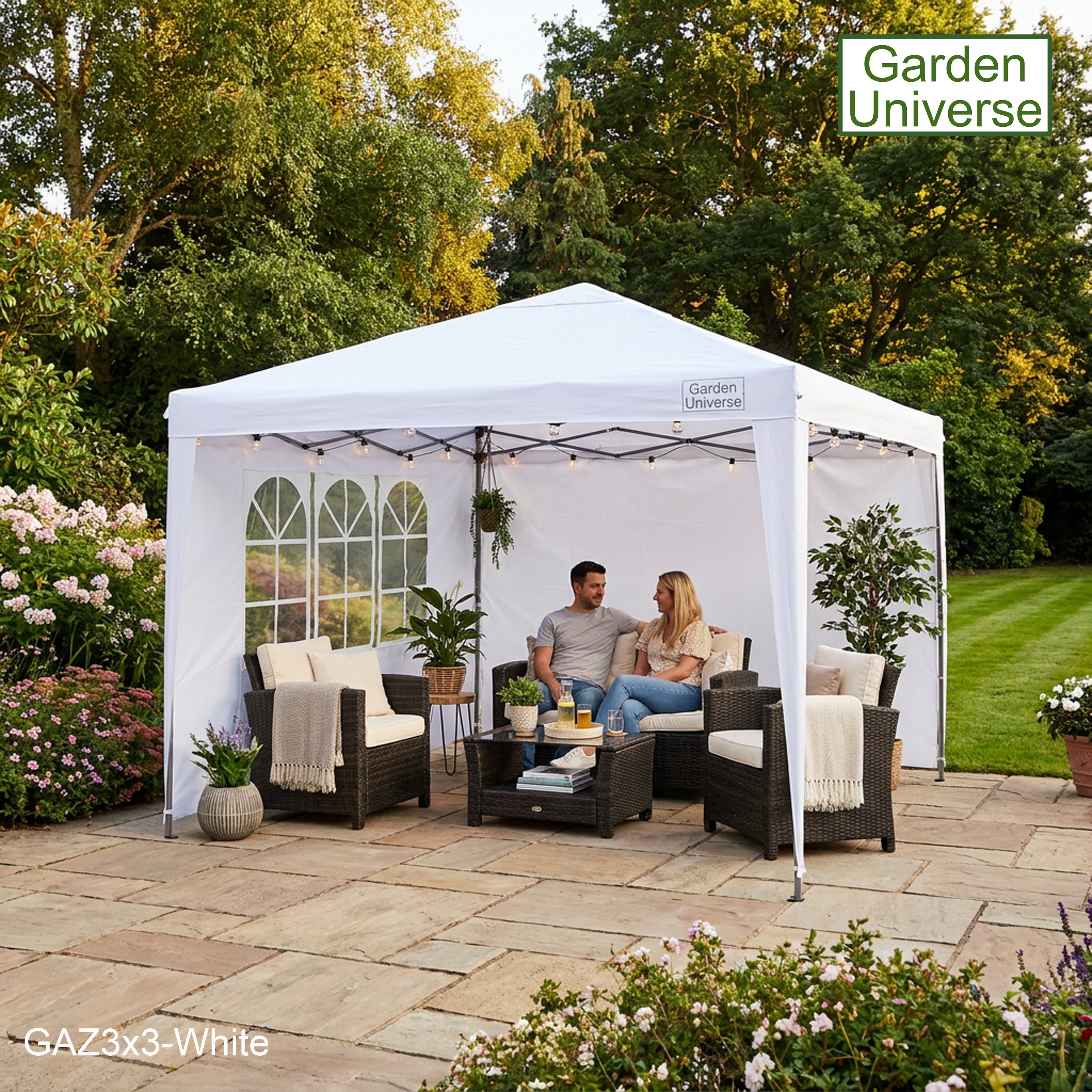 Gazebo 3m x 3m Pop Up in White with Heavy Duty Frame GAZ3x3-White