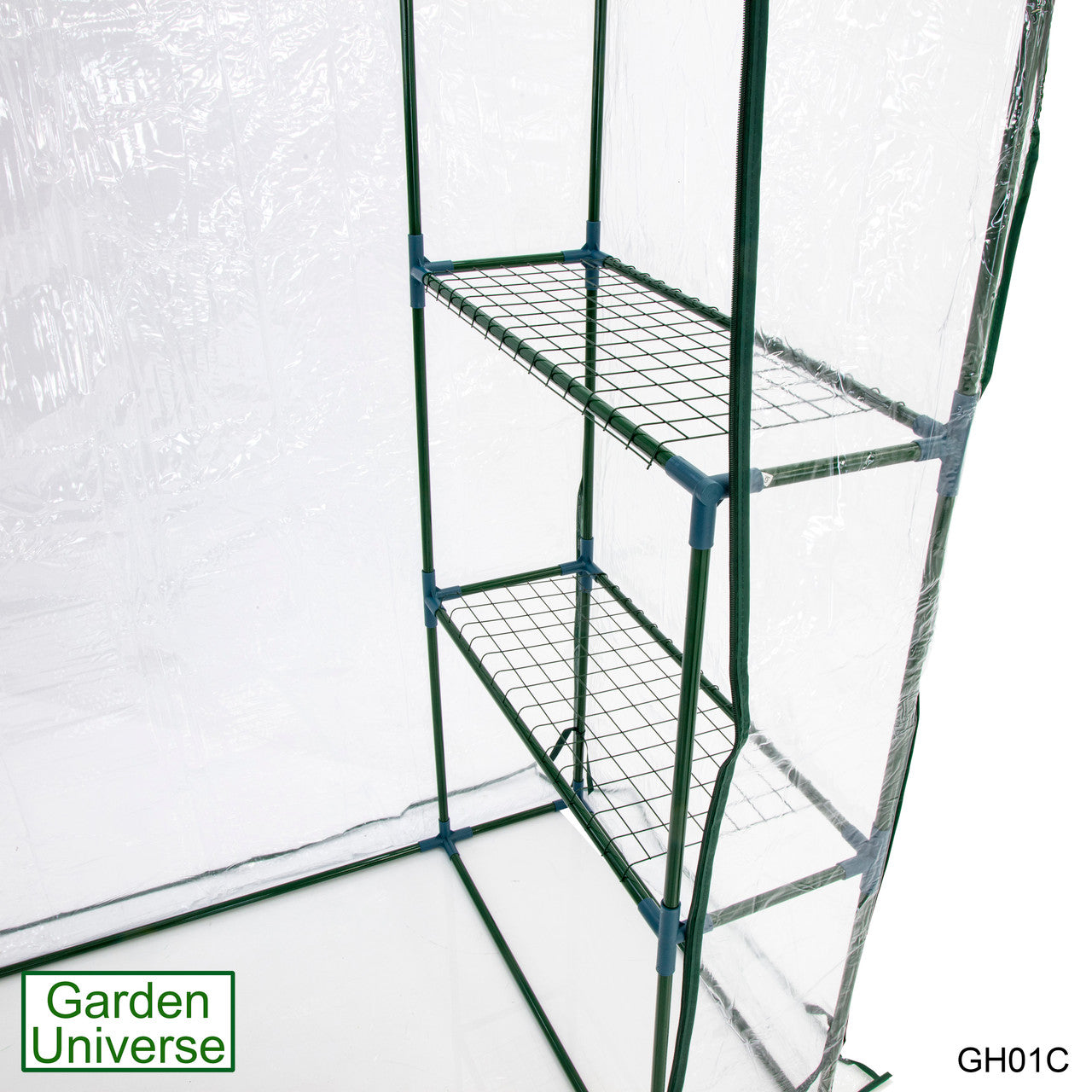Greenhouse Walk-In Clear PVC Cover 4 Shelves 1.4m x 0.73m with Roll Up Door GH01C