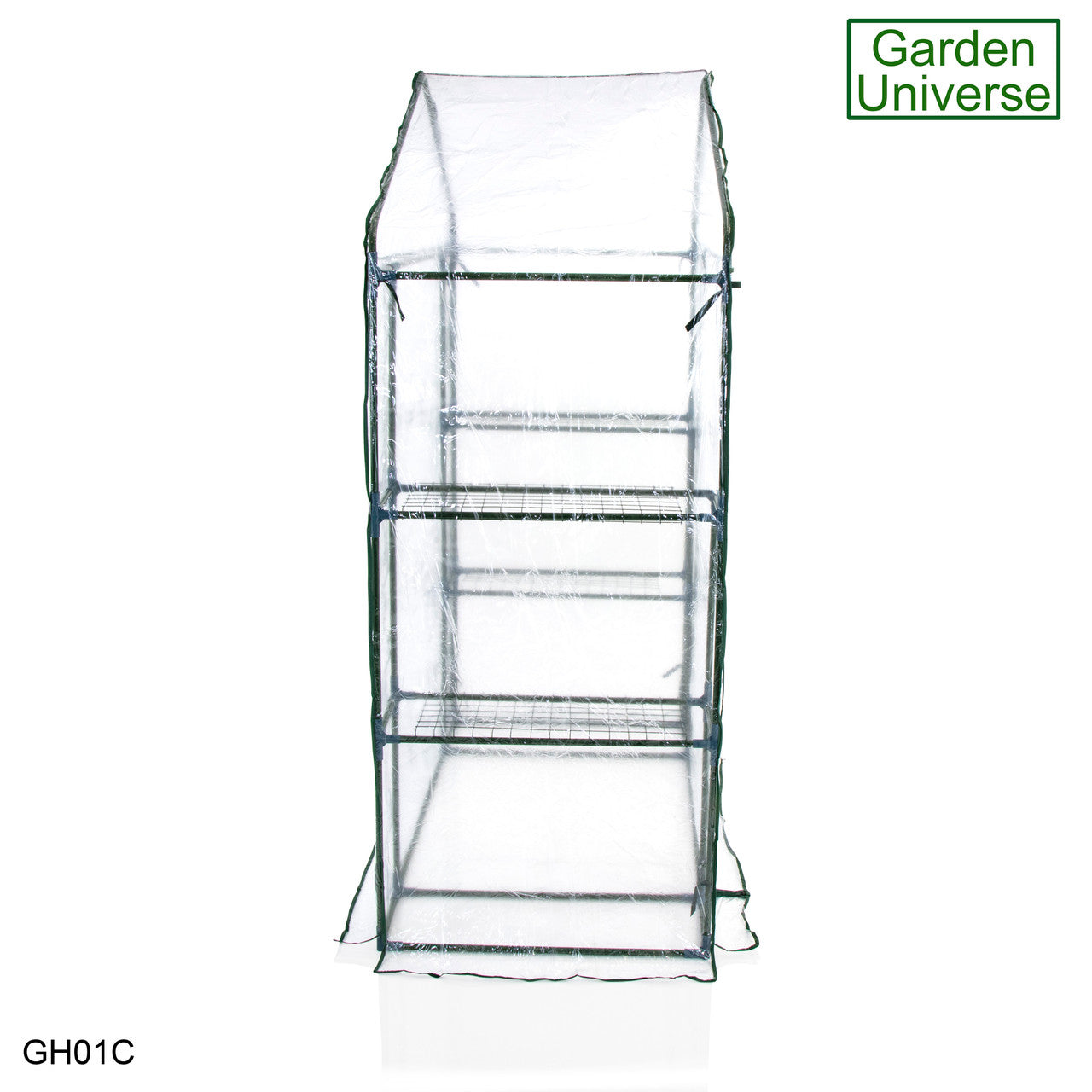 Greenhouse Walk-In Clear PVC Cover 4 Shelves 1.4m x 0.73m with Roll Up Door GH01C