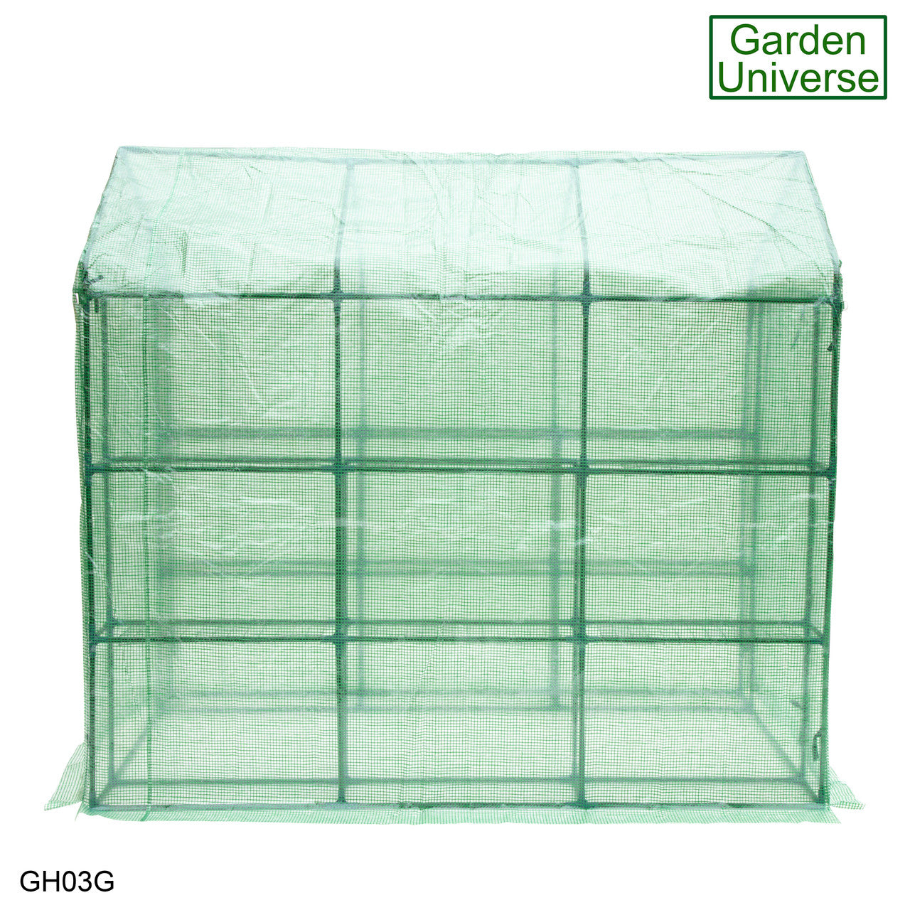 Greenhouse Walk-In Green PVC Cover 12 Shelves 1.4m x 2.14m with Roll Up Door GH03G