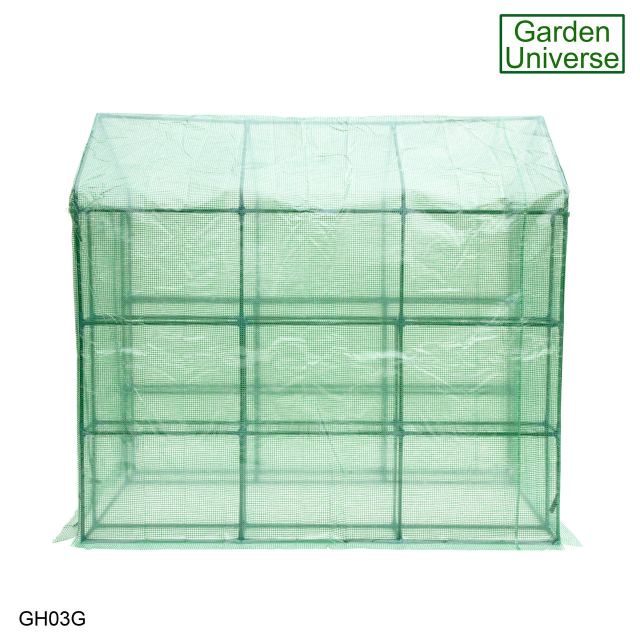 Greenhouse Walk-In Green PVC Cover 12 Shelves 1.4m x 2.14m with Roll Up Door GH03G