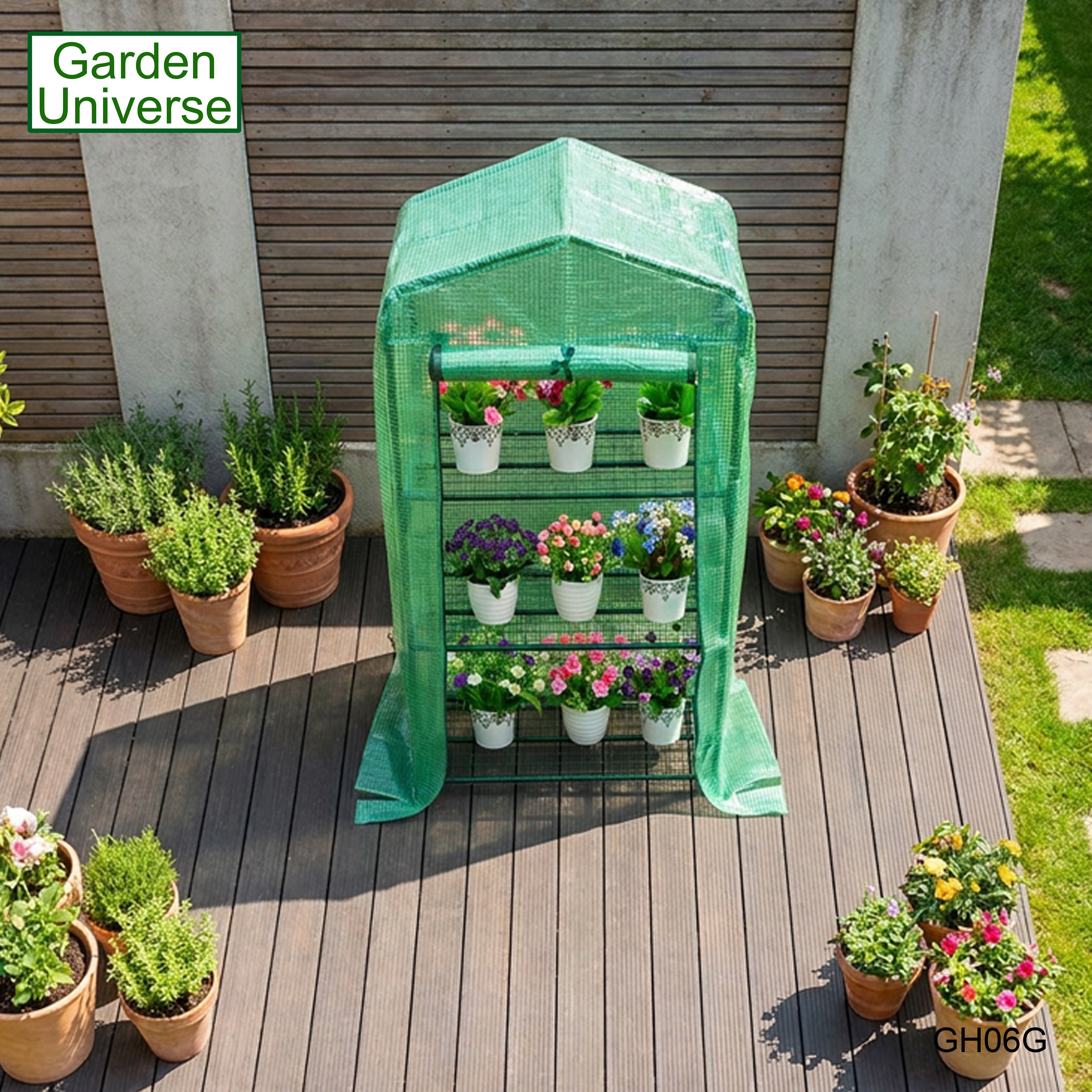 Greenhouse Mini Green PVC Cover Growhouse 3 Shelves W 0.69 x D 0.49 x H 1.27m with Roll Up Door GH06G