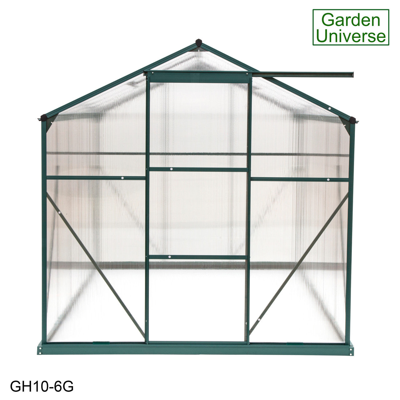 Greenhouse 6' x 10' Green Aluminium Frame Polycarbonate Panels and Free Base