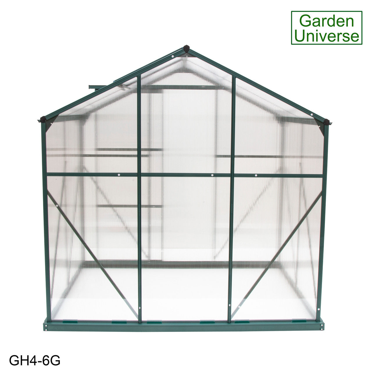 Greenhouse 6' x 4' Green Aluminium Frame with Polycarbonate Panels and Free Base