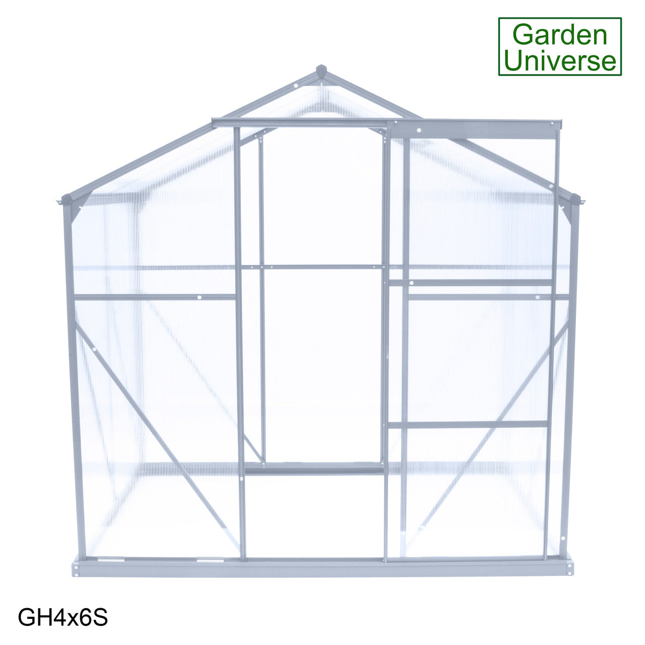 Greenhouse 6' x 4' Silver Aluminium Frame Polycarbonate Panels and Free Base
