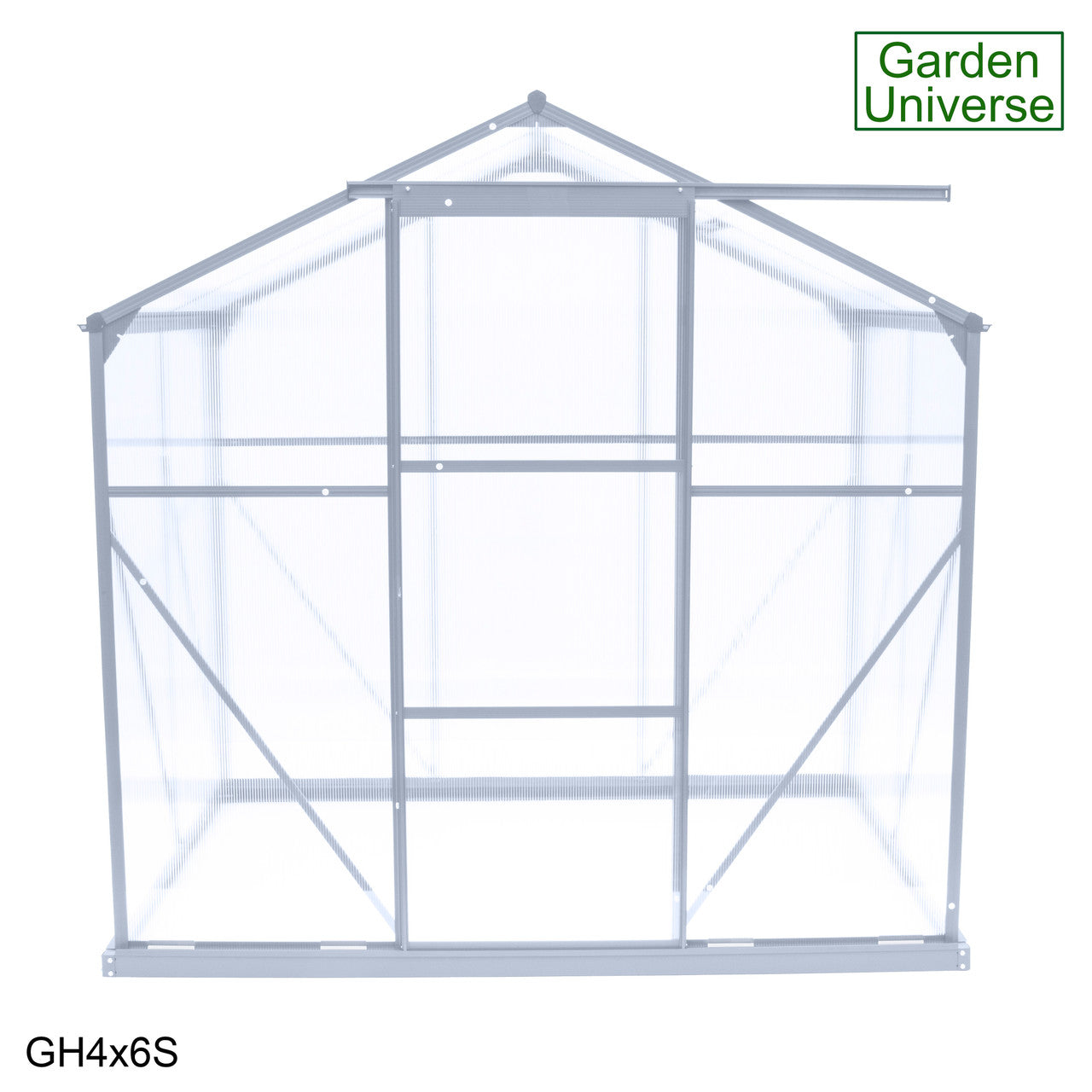 Greenhouse 6' x 4' Silver Aluminium Frame Polycarbonate Panels and Free Base