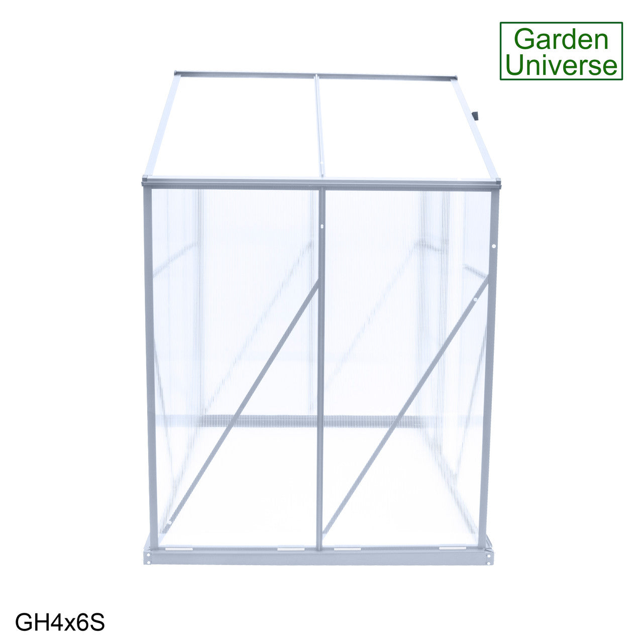 Greenhouse 6' x 4' Silver Aluminium Frame Polycarbonate Panels and Free Base